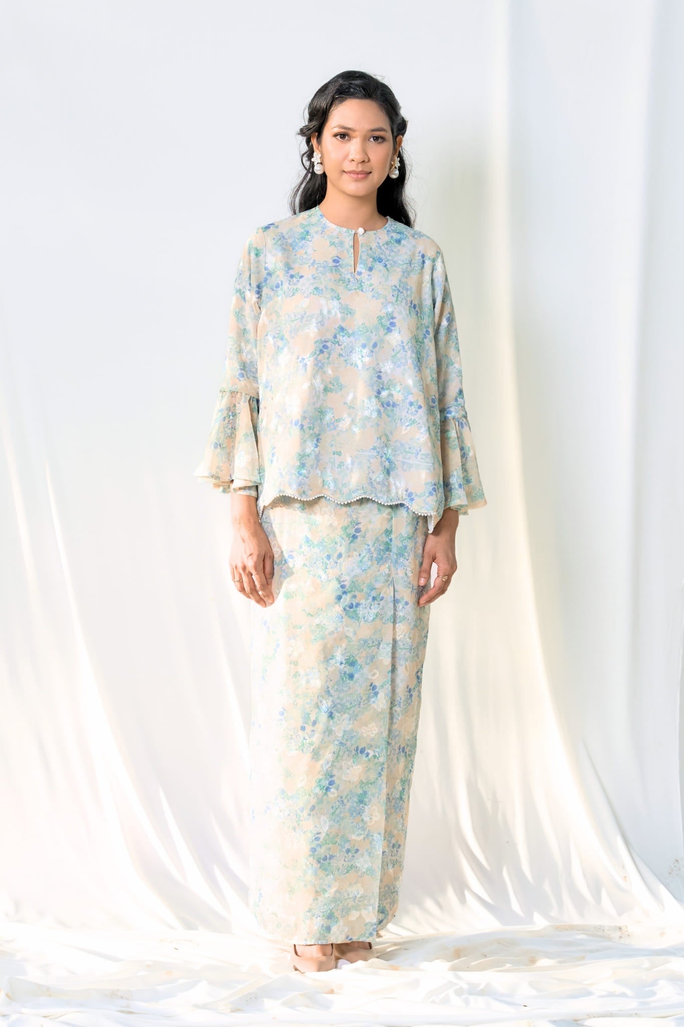 Kurung Melur Seirama in Irama Suria (Blue & Yellow)