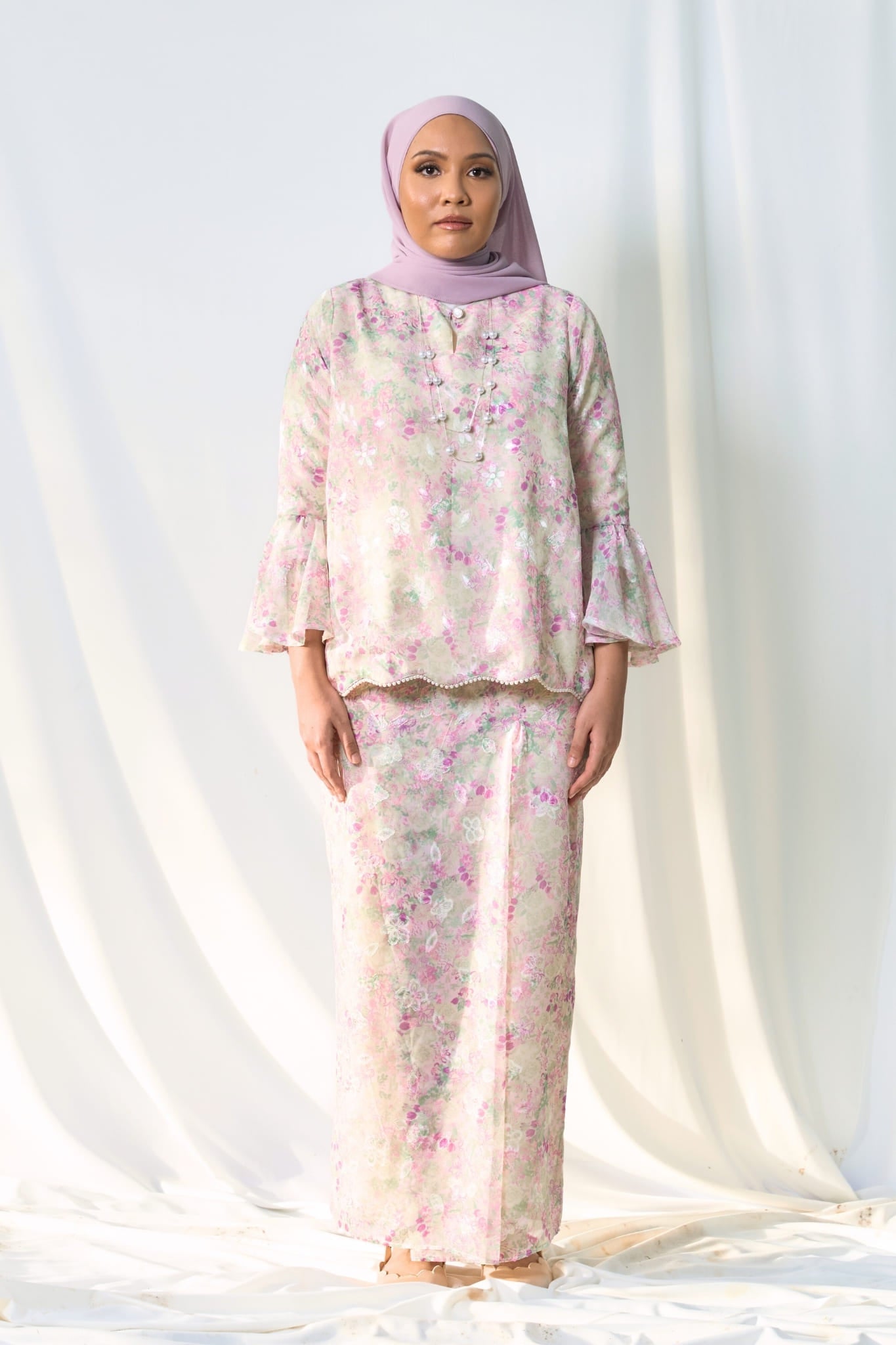 Kurung Melur Seirama in Irama Bayu  (Lilac & Sage Green)