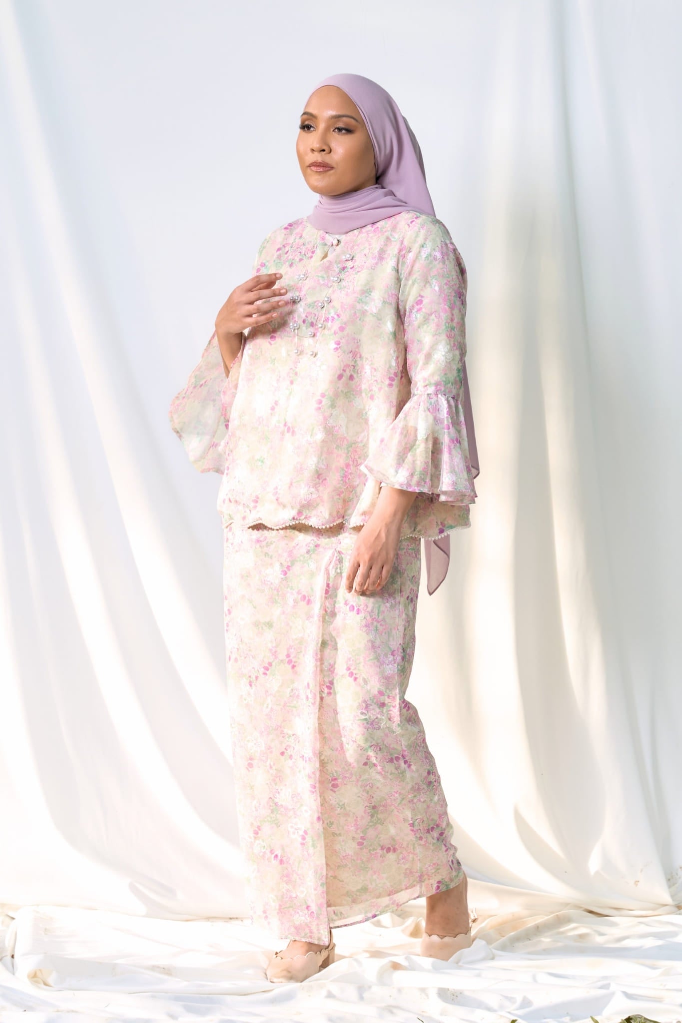 Kurung Melur Seirama in Irama Bayu  (Lilac & Sage Green)