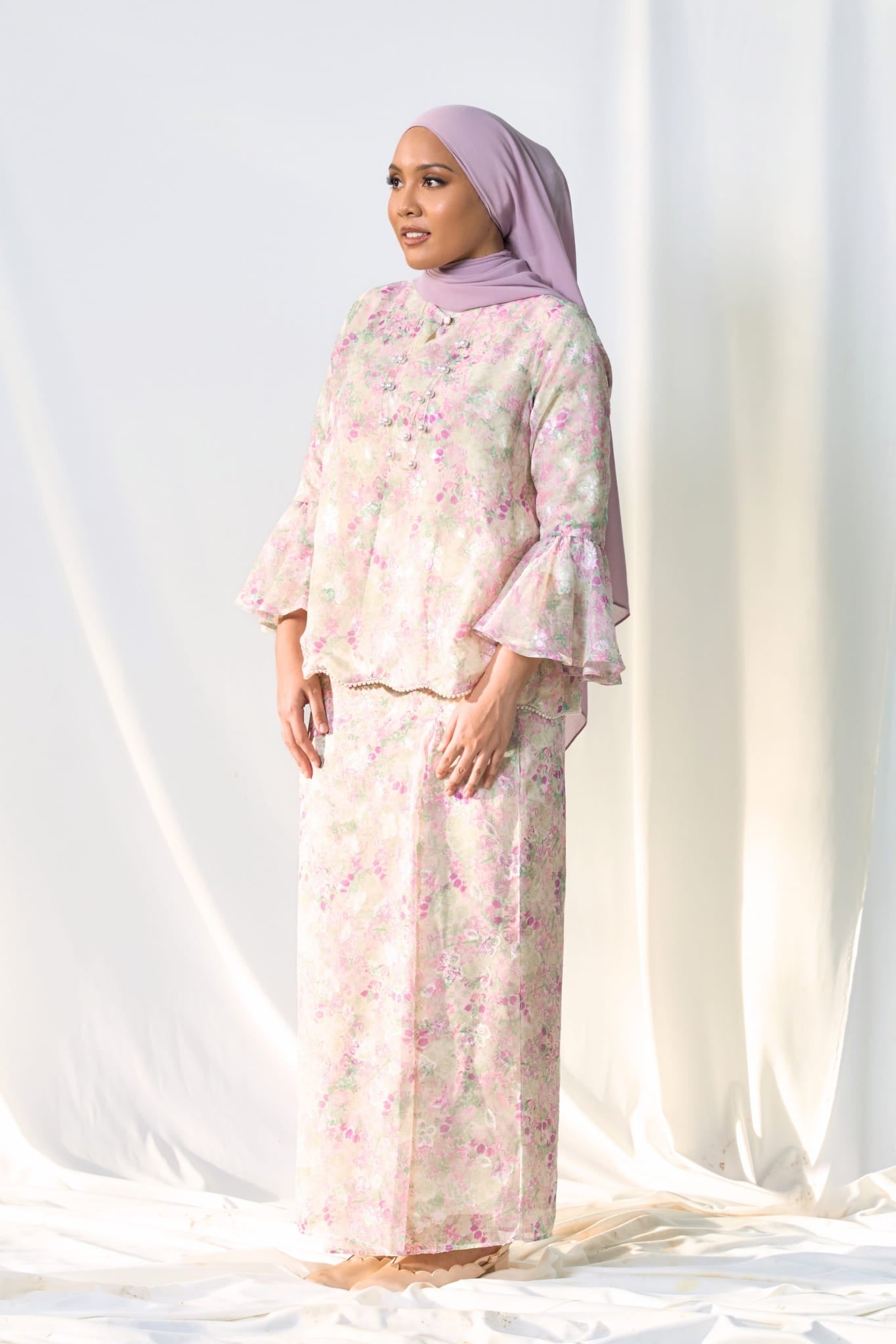 Kurung Melur Seirama in Irama Bayu  (Lilac & Sage Green)