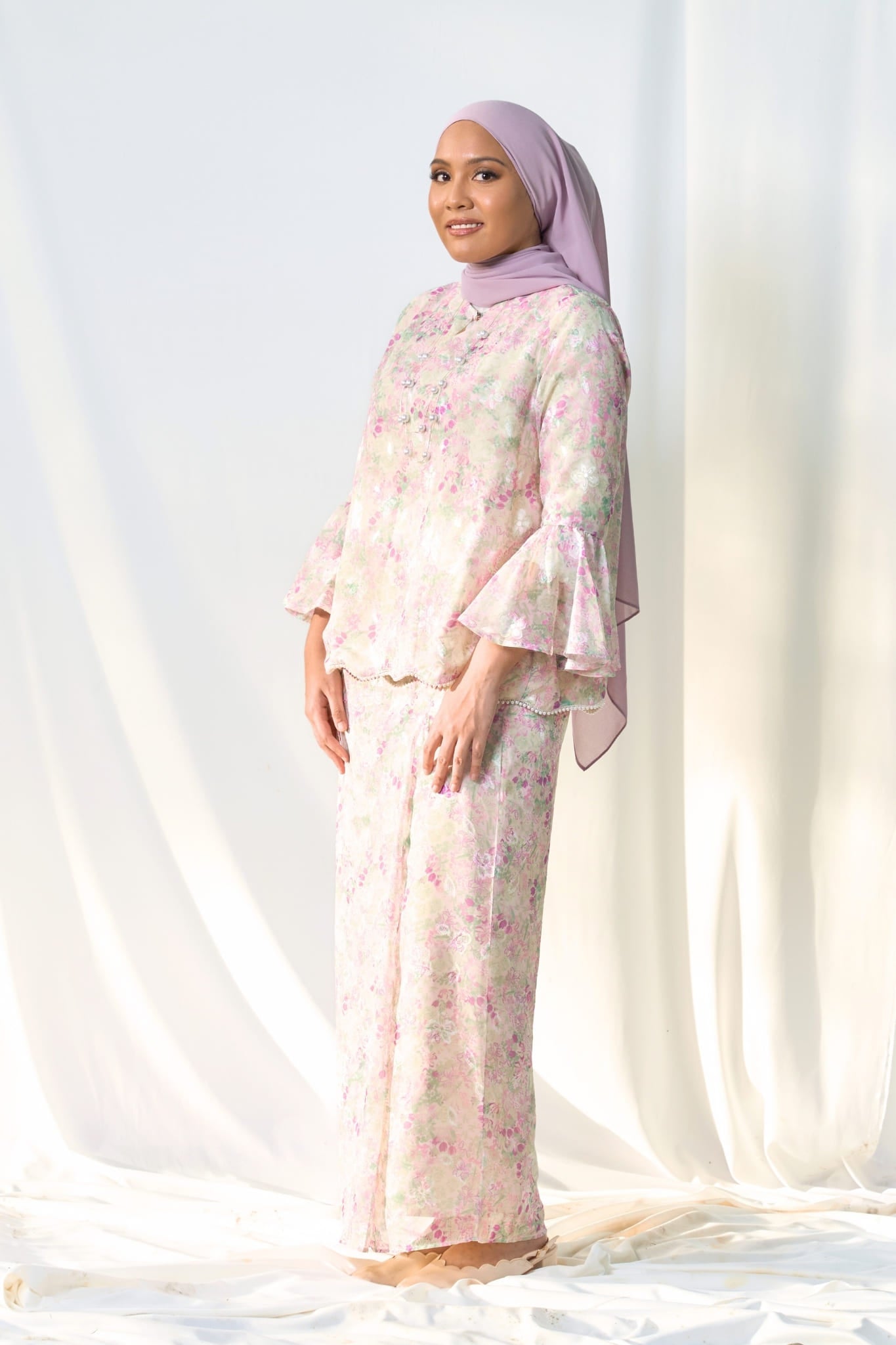 Kurung Melur Seirama in Irama Bayu  (Lilac & Sage Green)
