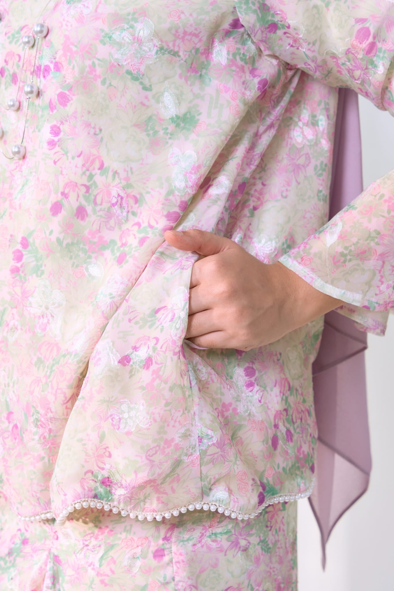 Kurung Melur Seirama in Irama Bayu  (Lilac & Sage Green)