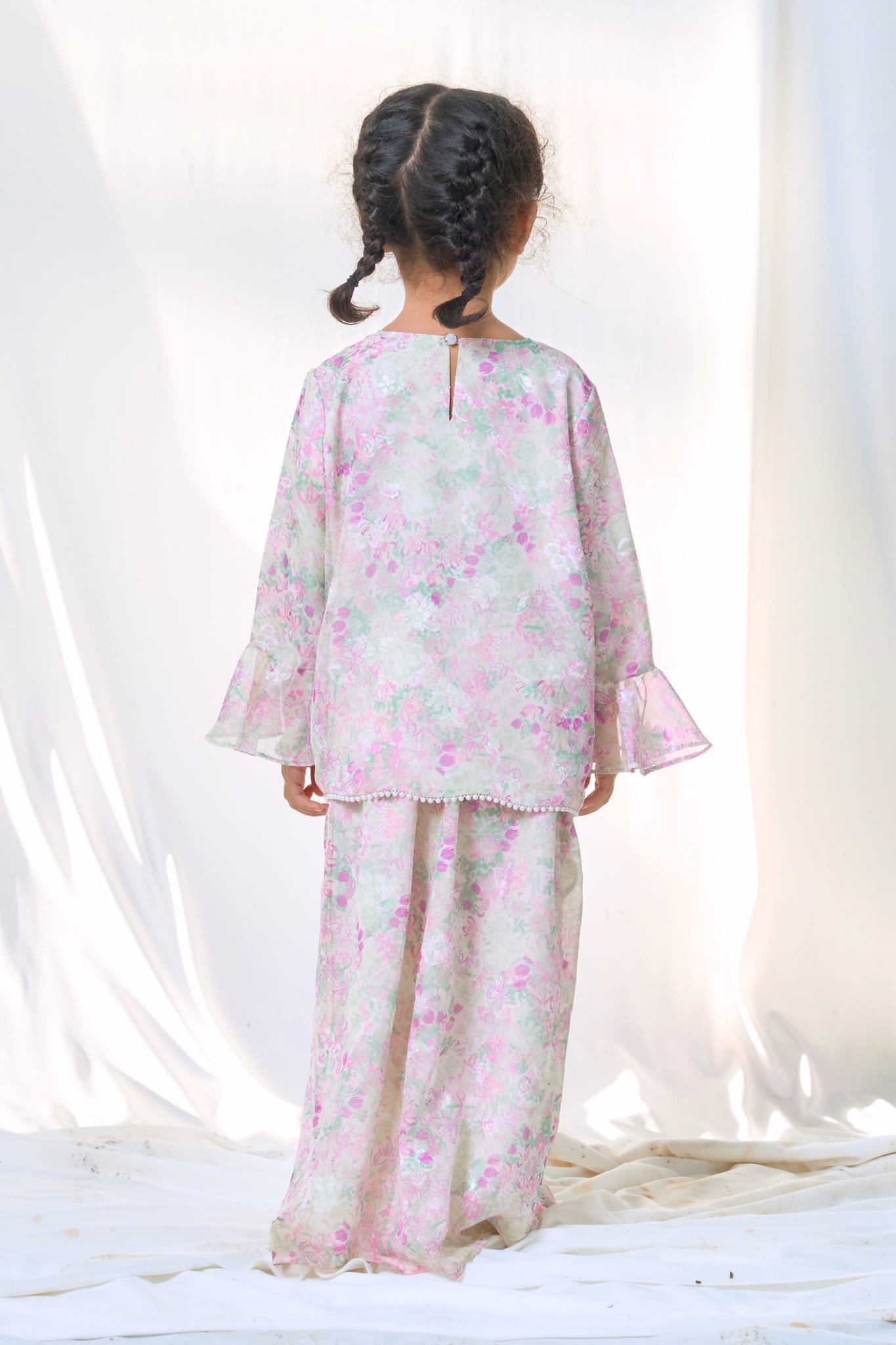 Little Kurung Melur Seirama in Irama Bayu (Lilac & Sage Green)