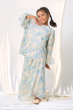 Little Kurung Melur Seirama in Irama Suria (Blue & Yellow)