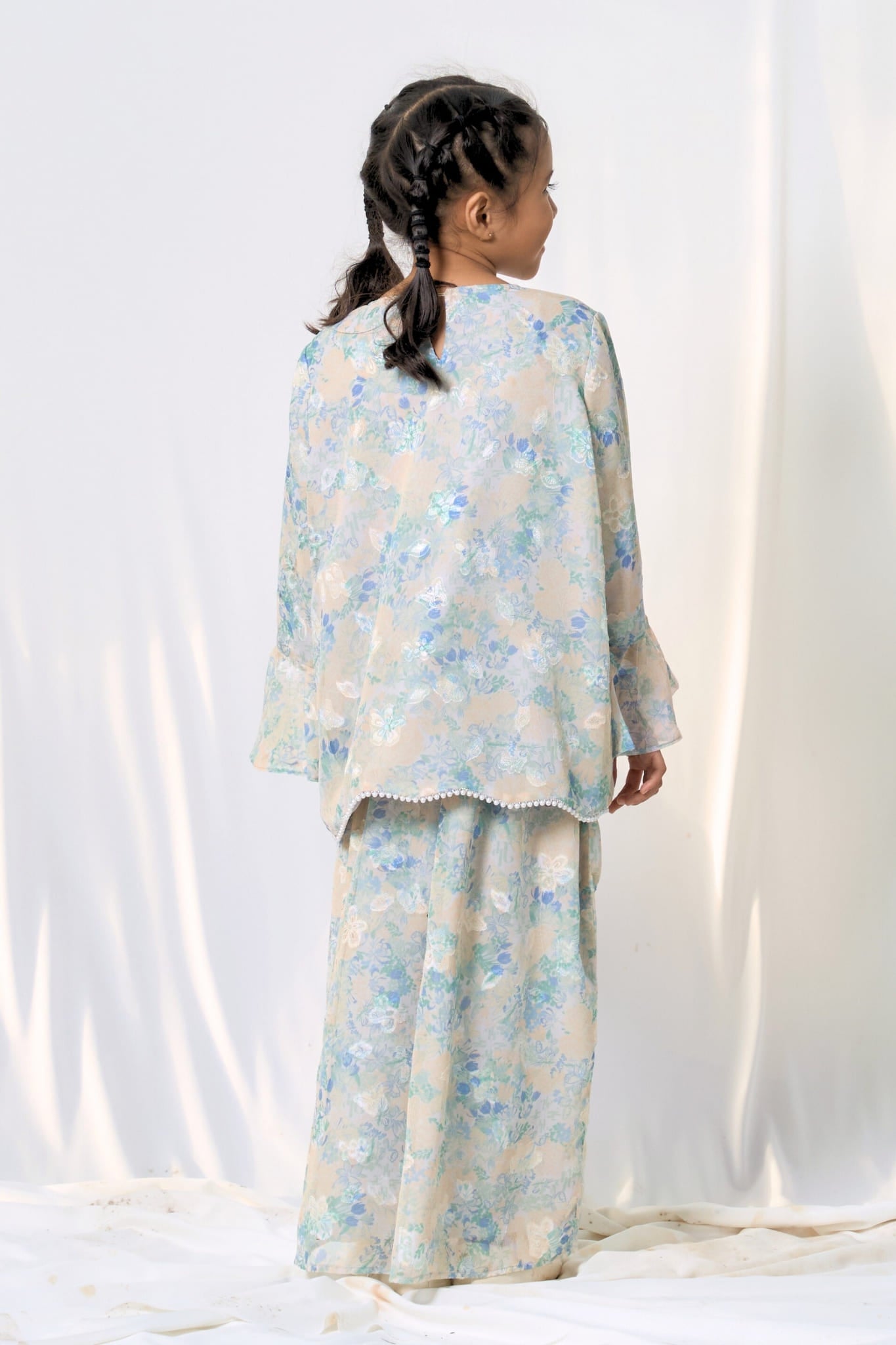 Little Kurung Melur Seirama in Irama Suria (Blue & Yellow)