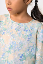 Little Kurung Melur Seirama in Irama Suria (Blue & Yellow)