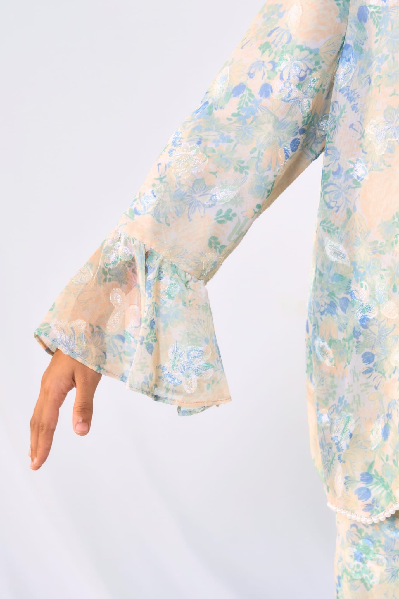 Little Kurung Melur Seirama in Irama Suria (Blue & Yellow)