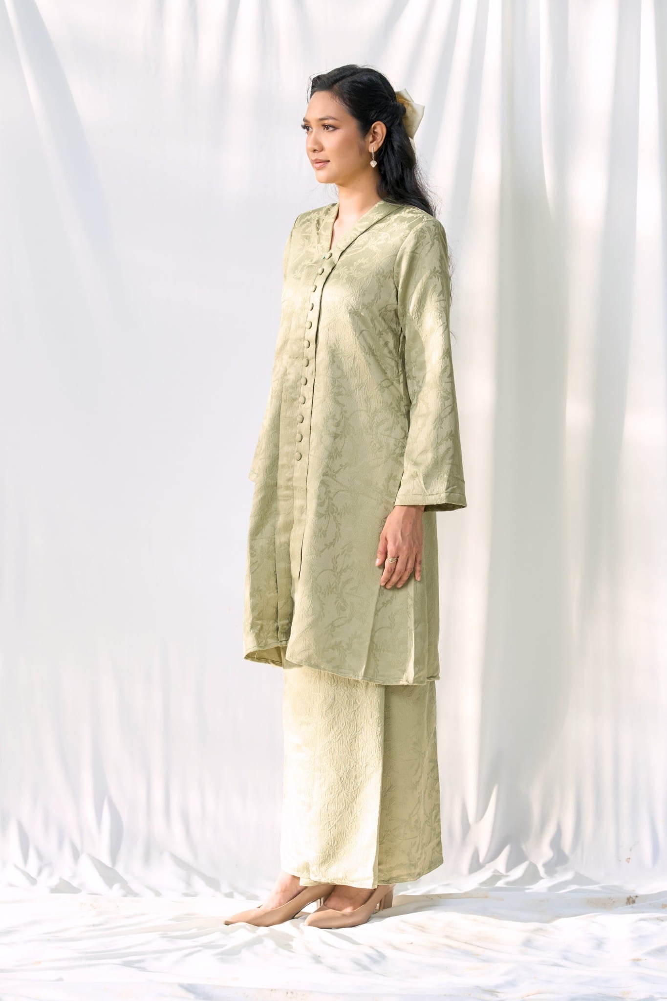 Kebaya Brocade Salma Seirama in Sage Green
