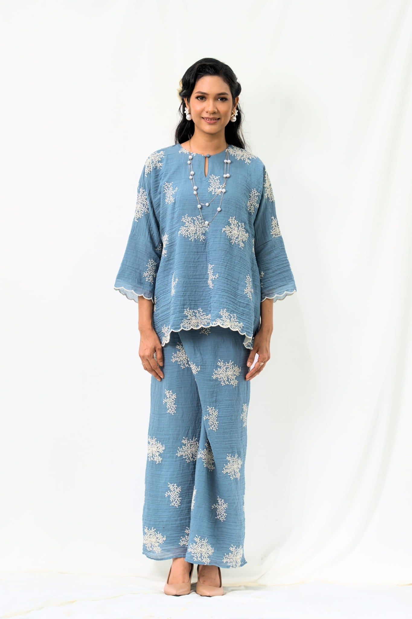 Kurung Kedah Suri Seirama in Powder Blue