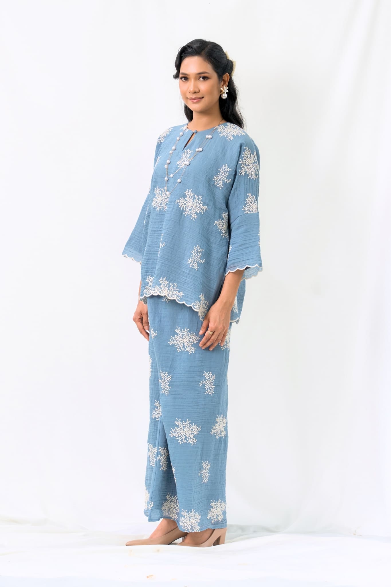 Kurung Kedah Suri Seirama in Powder Blue
