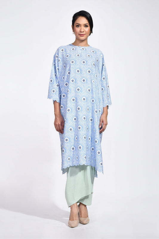 Baju Kurung Matahari in Blue Botanics