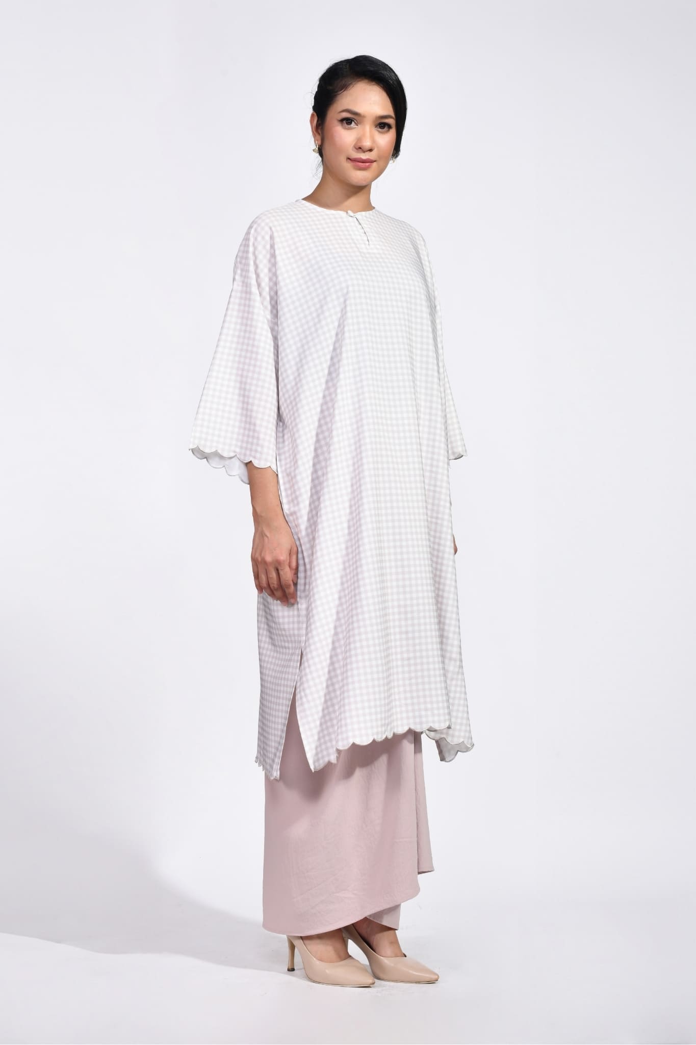 Baju Kurung Matahari in Beige Gingham