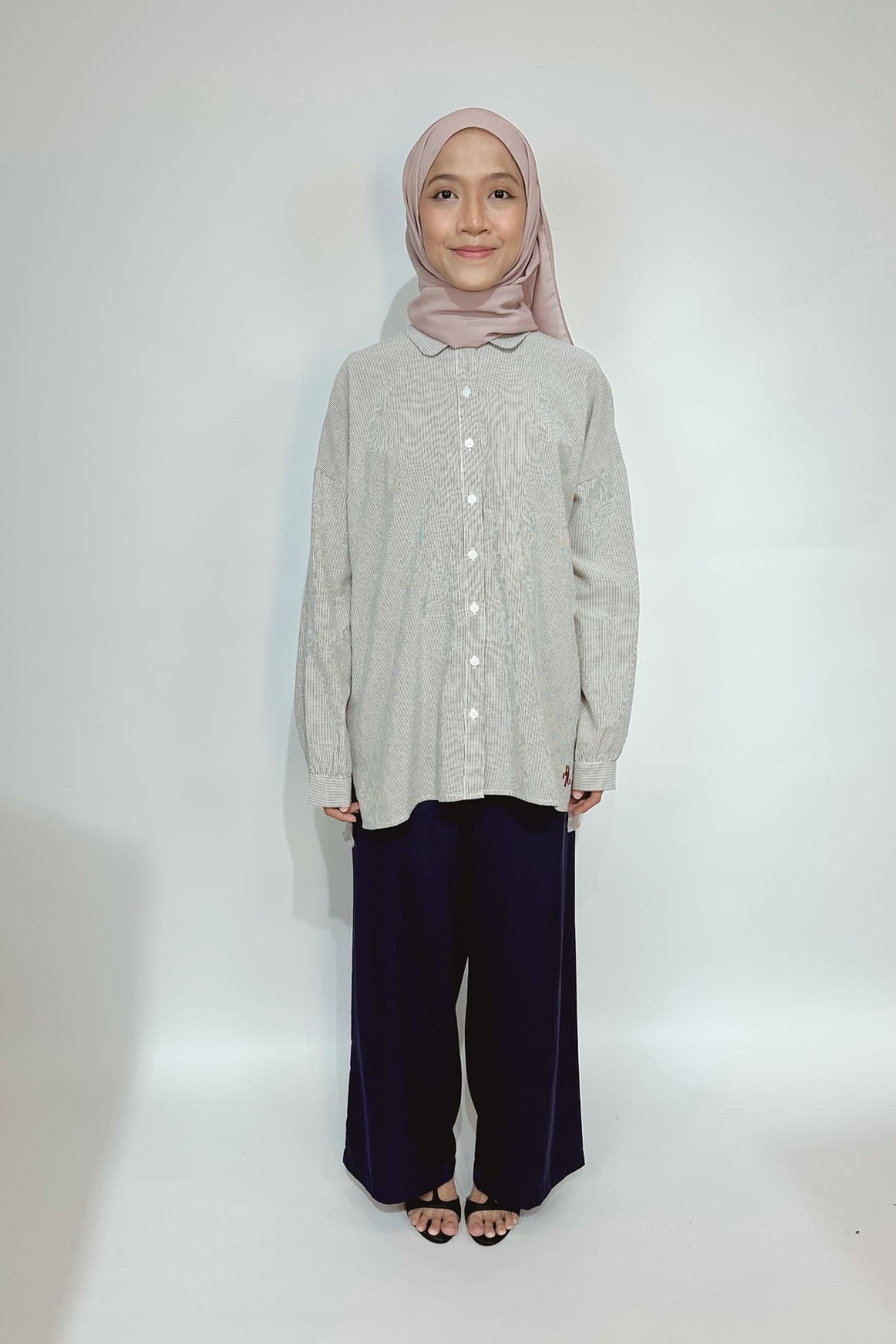 AVA STRIPED SHIRT - BLACK
