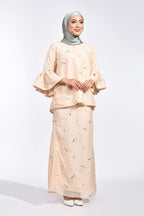 Kurung Melur in Embroidered Nude
