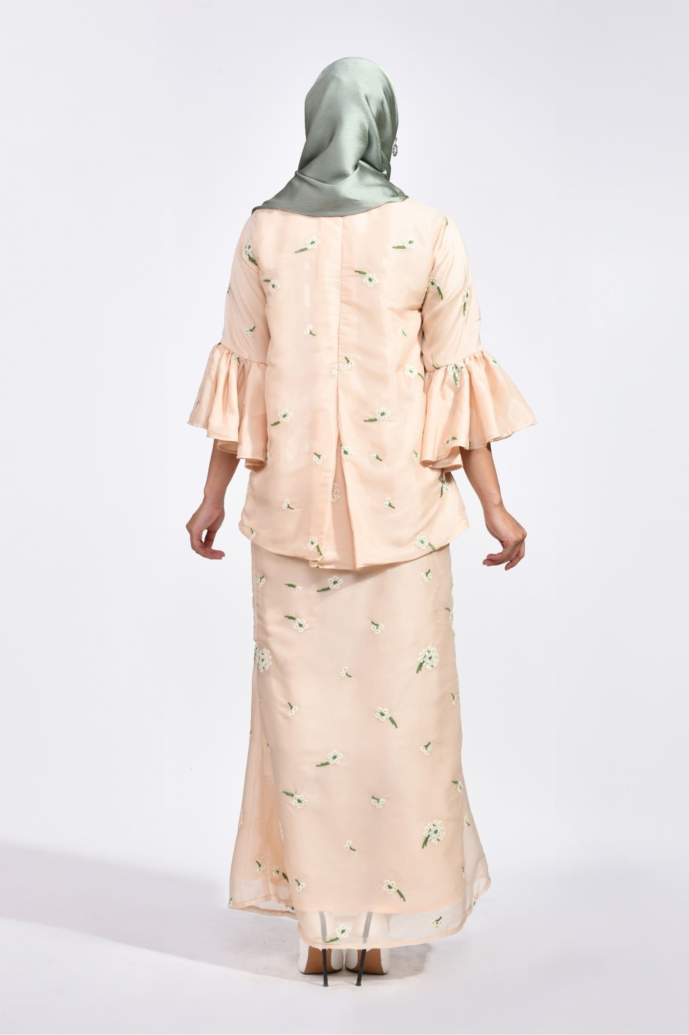 Kurung Melur in Embroidered Nude