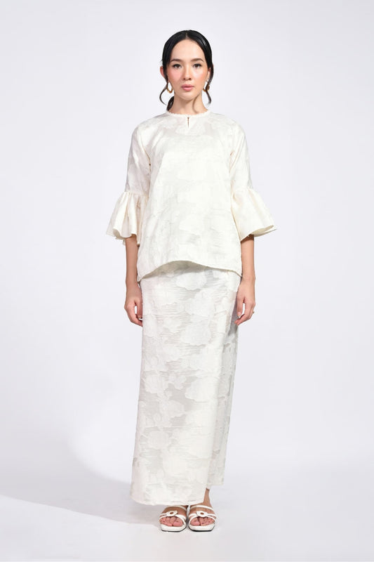 Kurung Melur in Ivory White