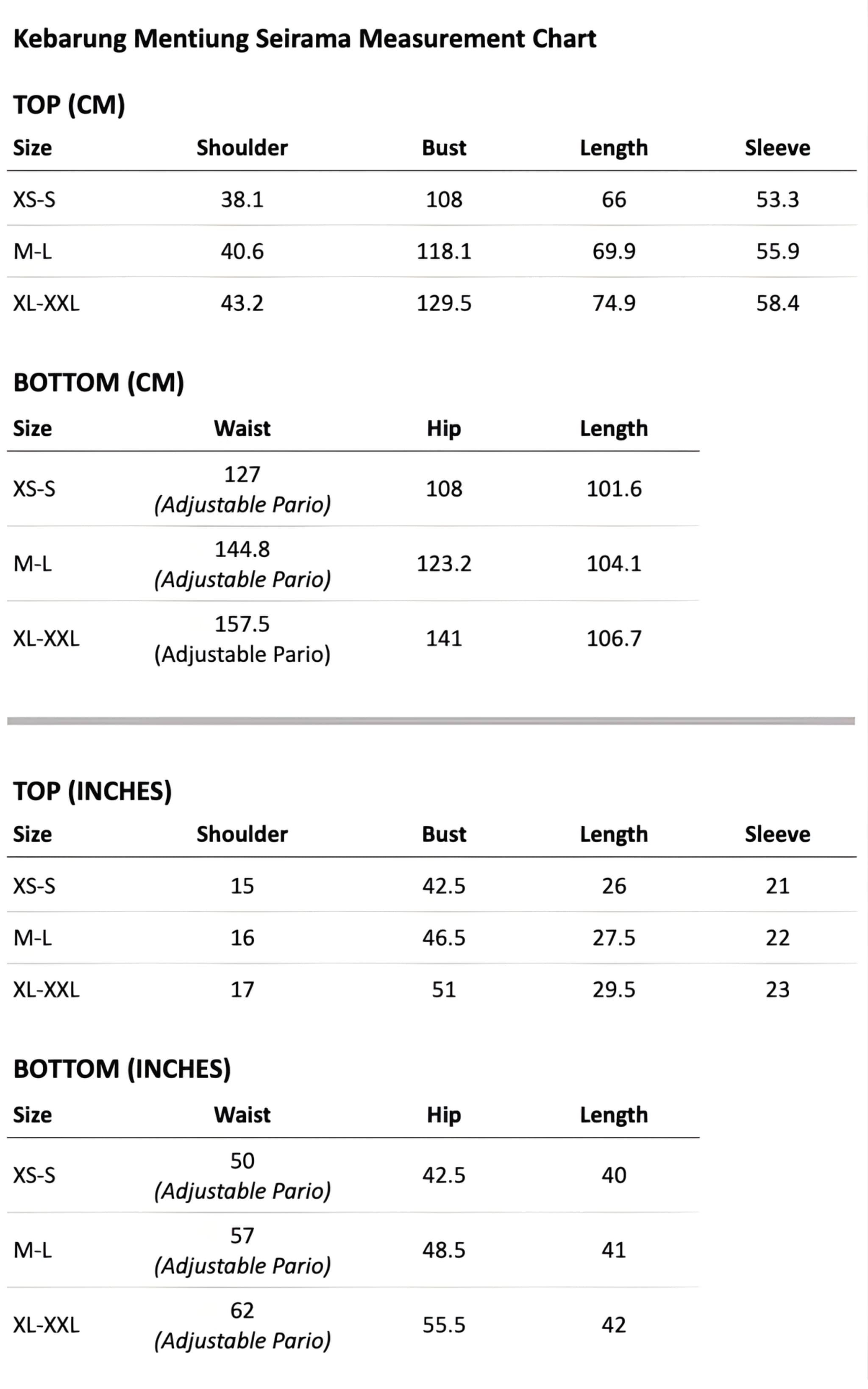 Size guide