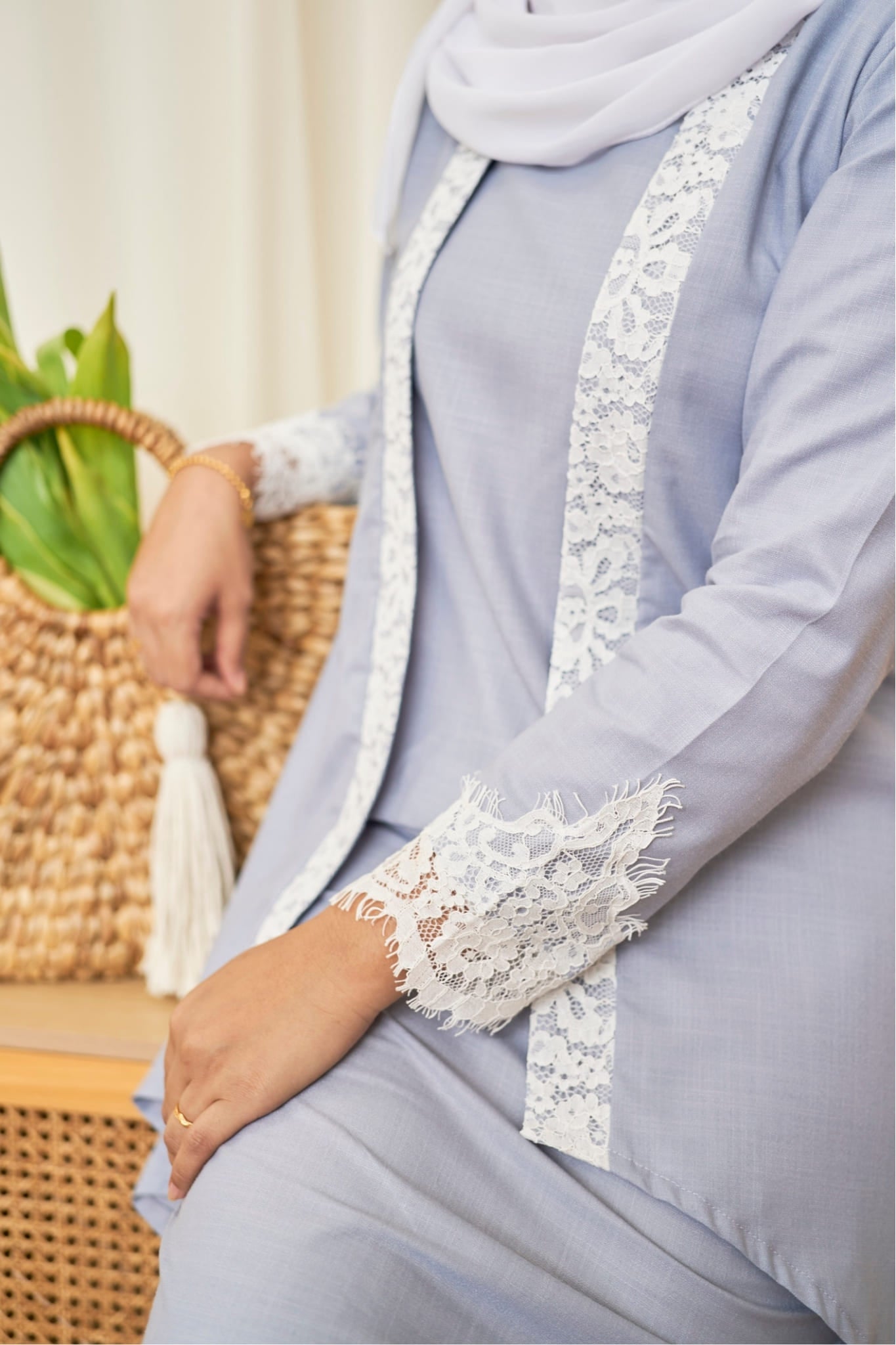 Kebaya Ayla (in colour: Sky) Cotton Bloom Collection
