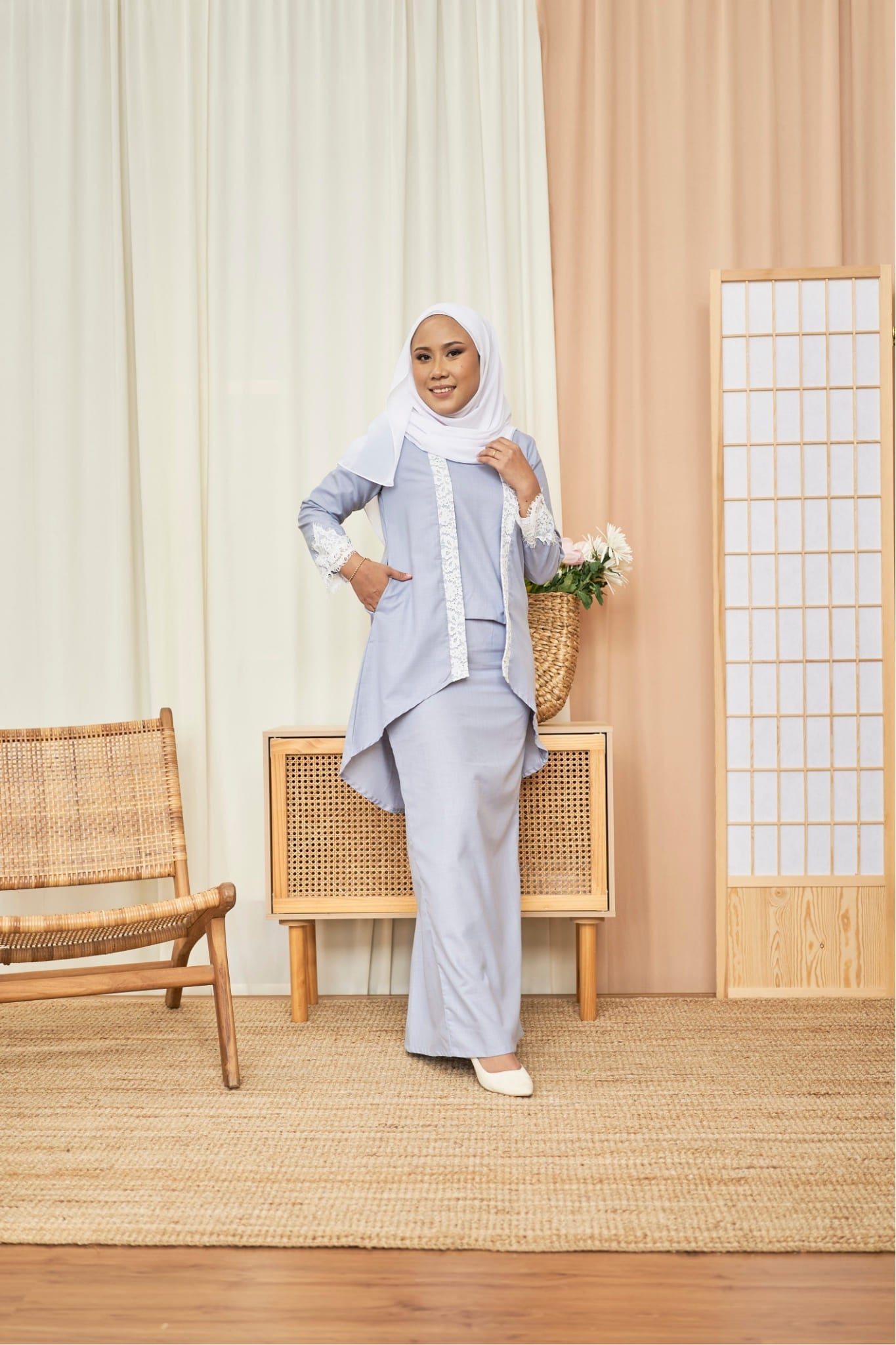Kebaya Ayla (in colour: Sky) Cotton Bloom Collection