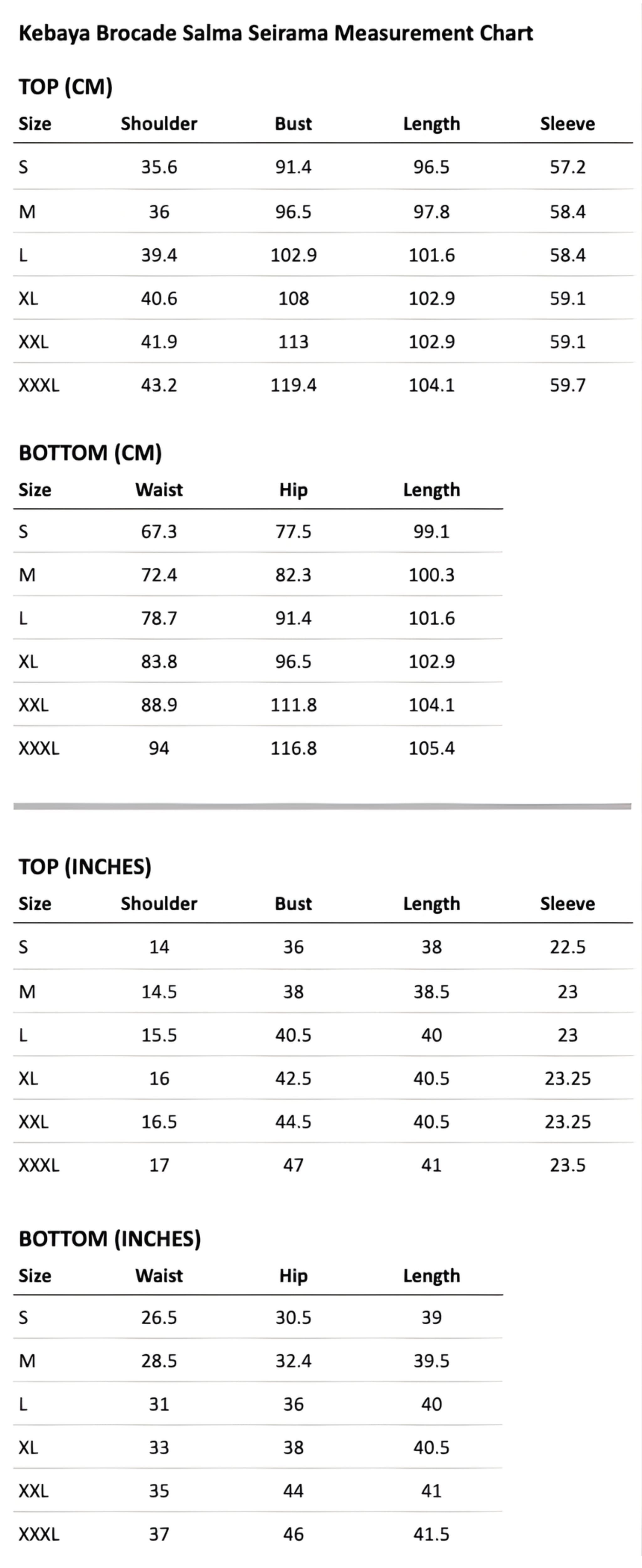 Size guide