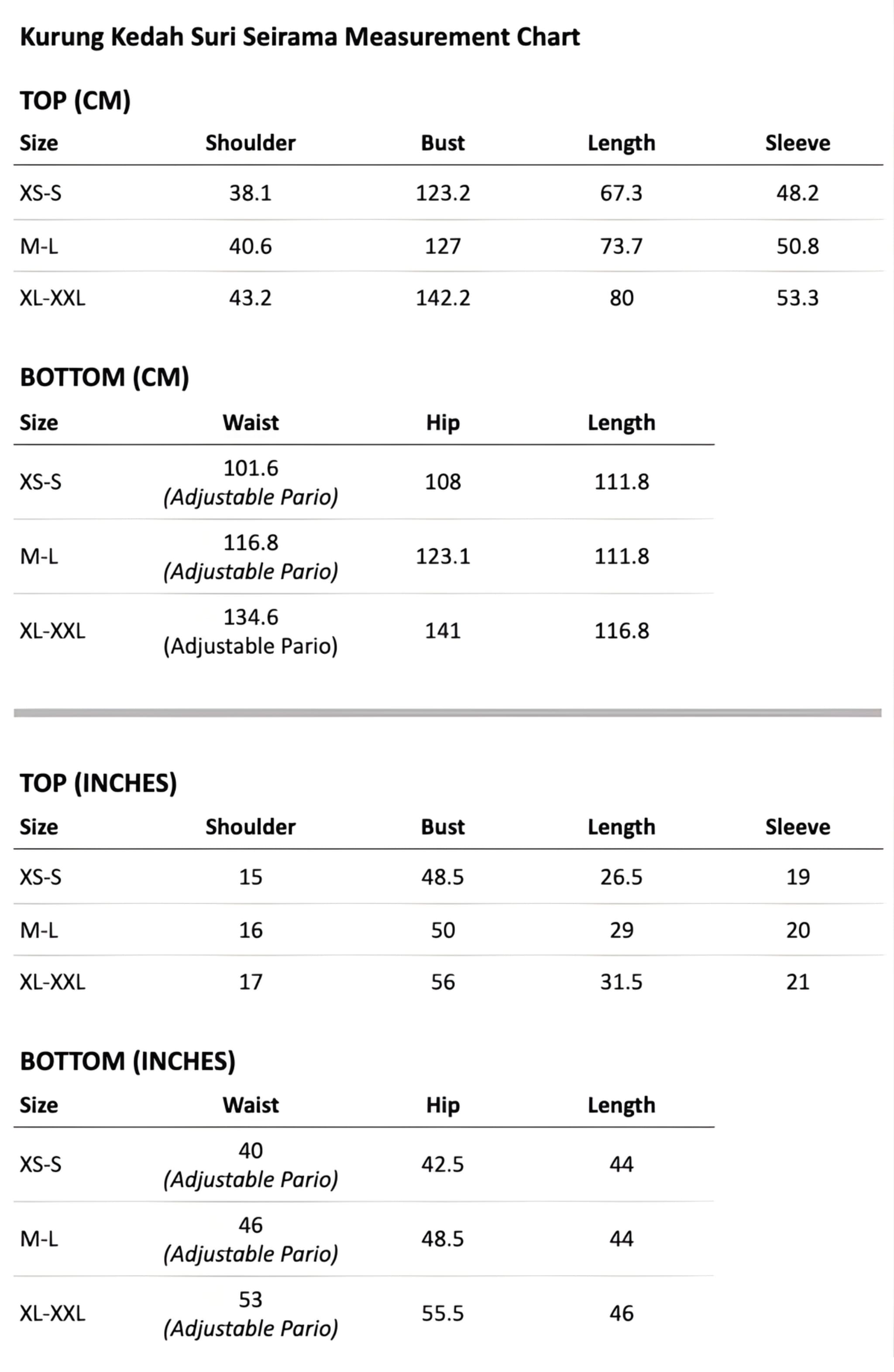 Size guide