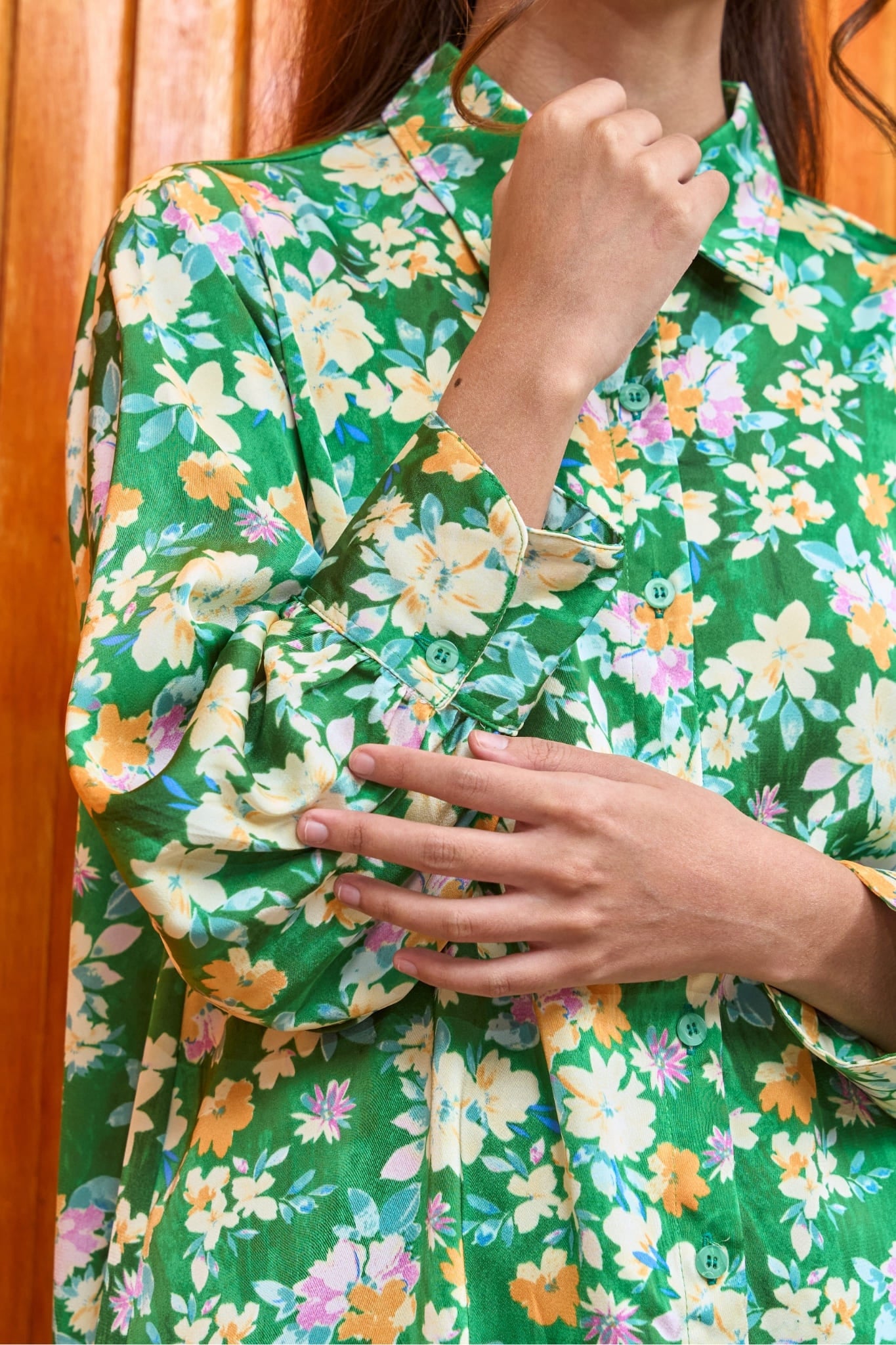 Maya Satin Garden Women's Shirt
