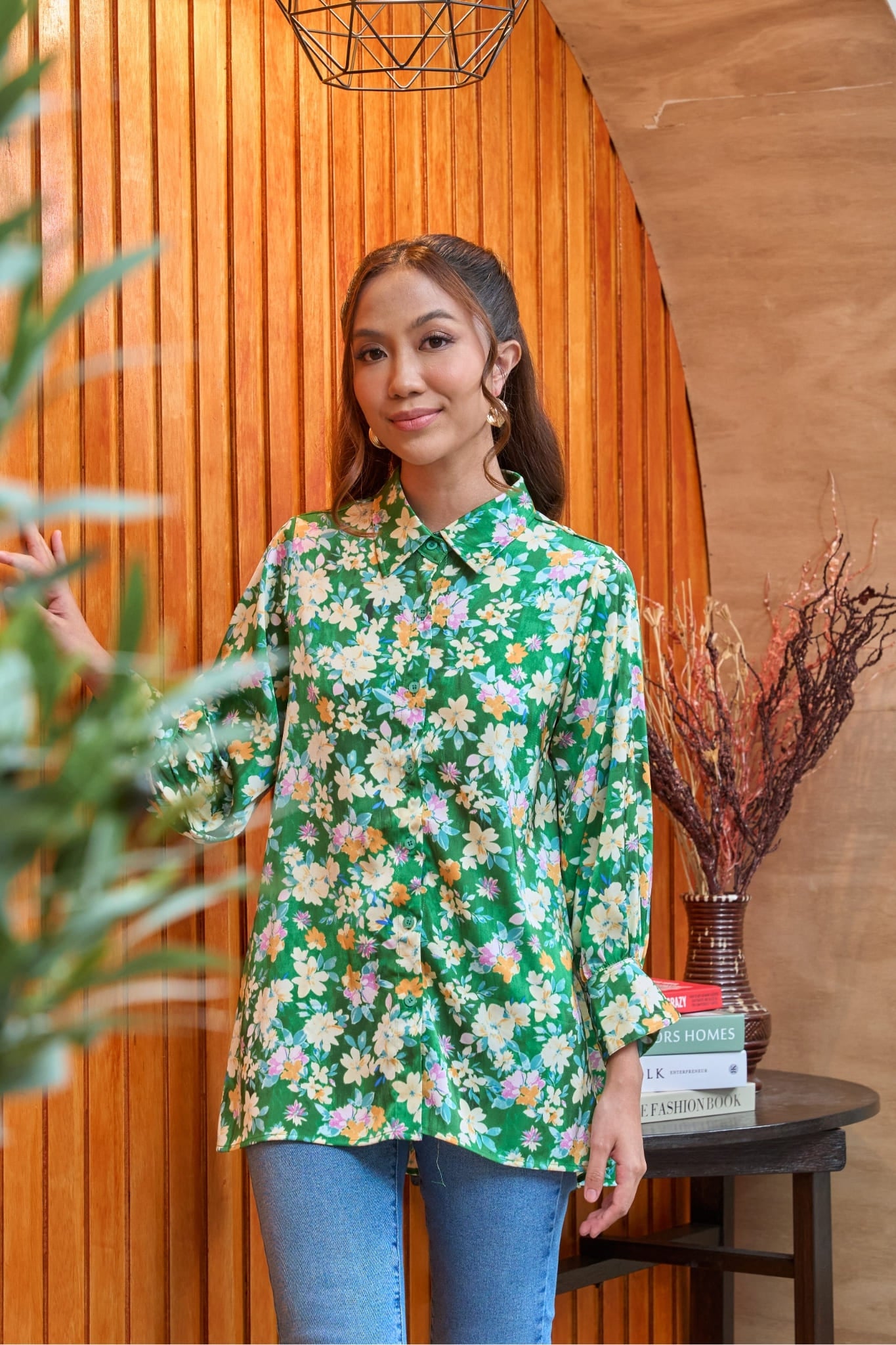 Maya Satin Garden Women's Shirt