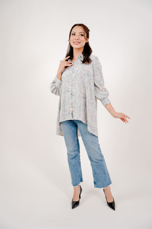 Maya Shirt in Blue Paisley