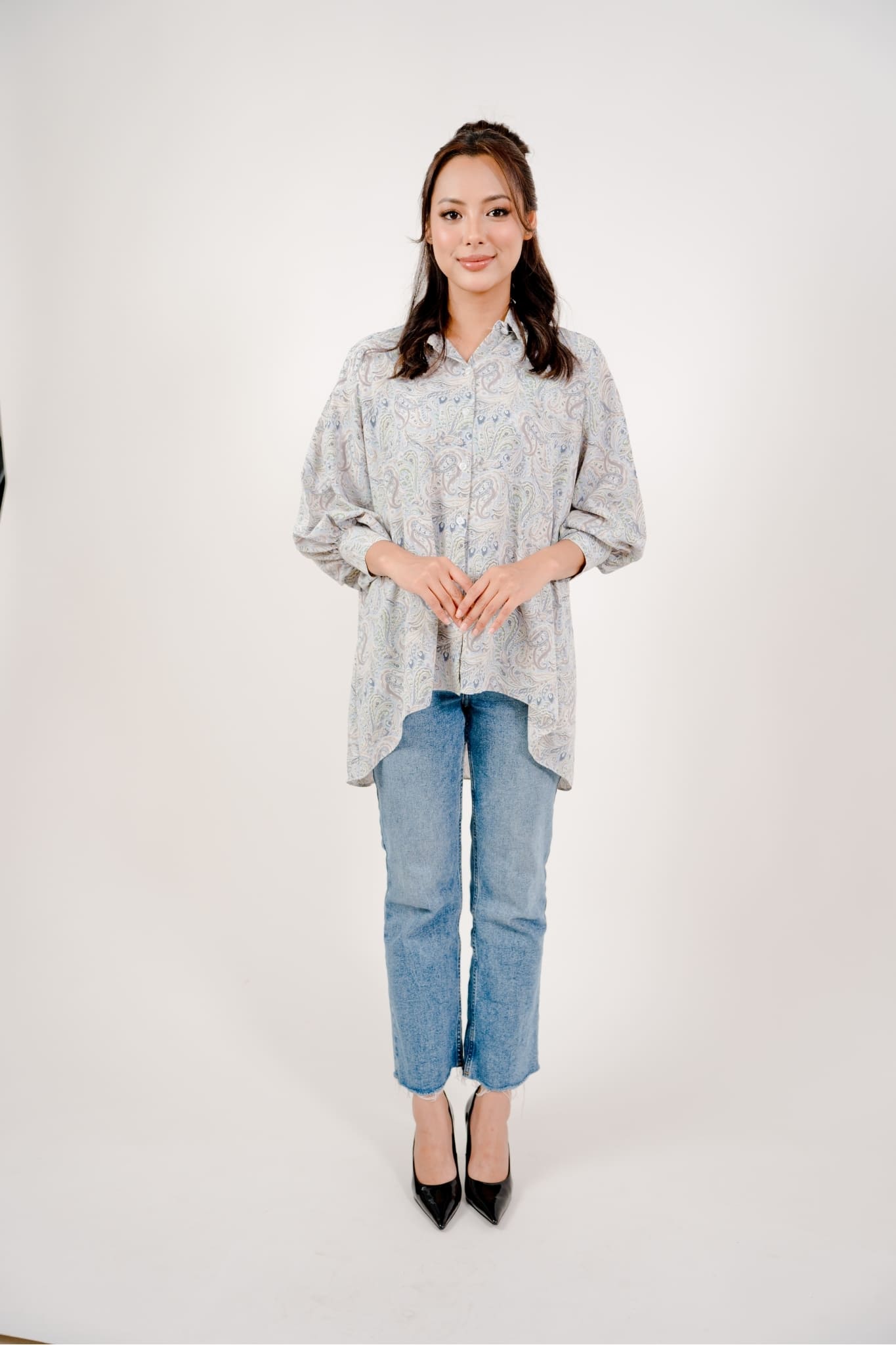 Maya Shirt in Blue Paisley