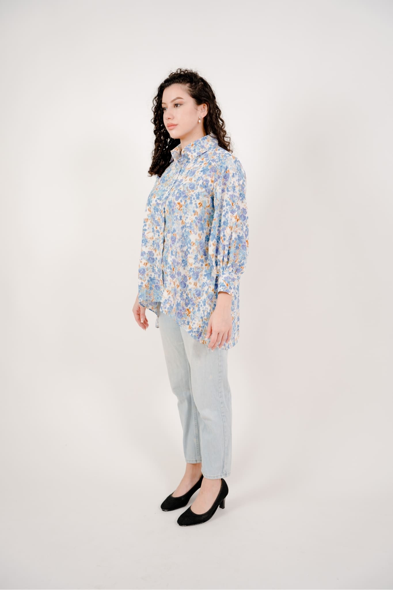 Maya Shirt in Blue Ikat Print
