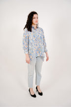 Maya Shirt in Blue Ikat Print