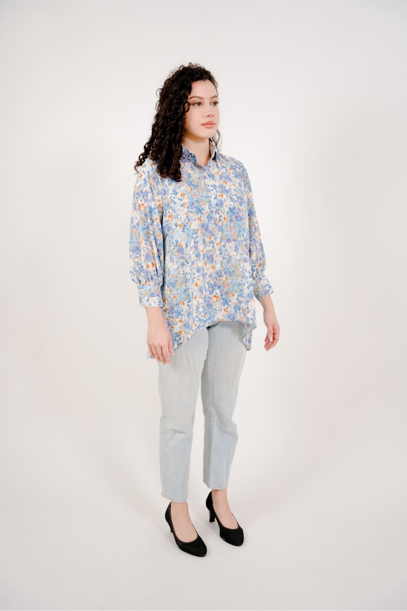 Maya Shirt in Blue Ikat Print