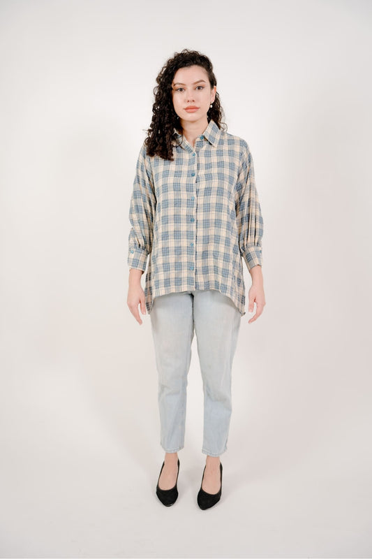 Maya Shirt in Blue Plaid 2 (Large Plaid)