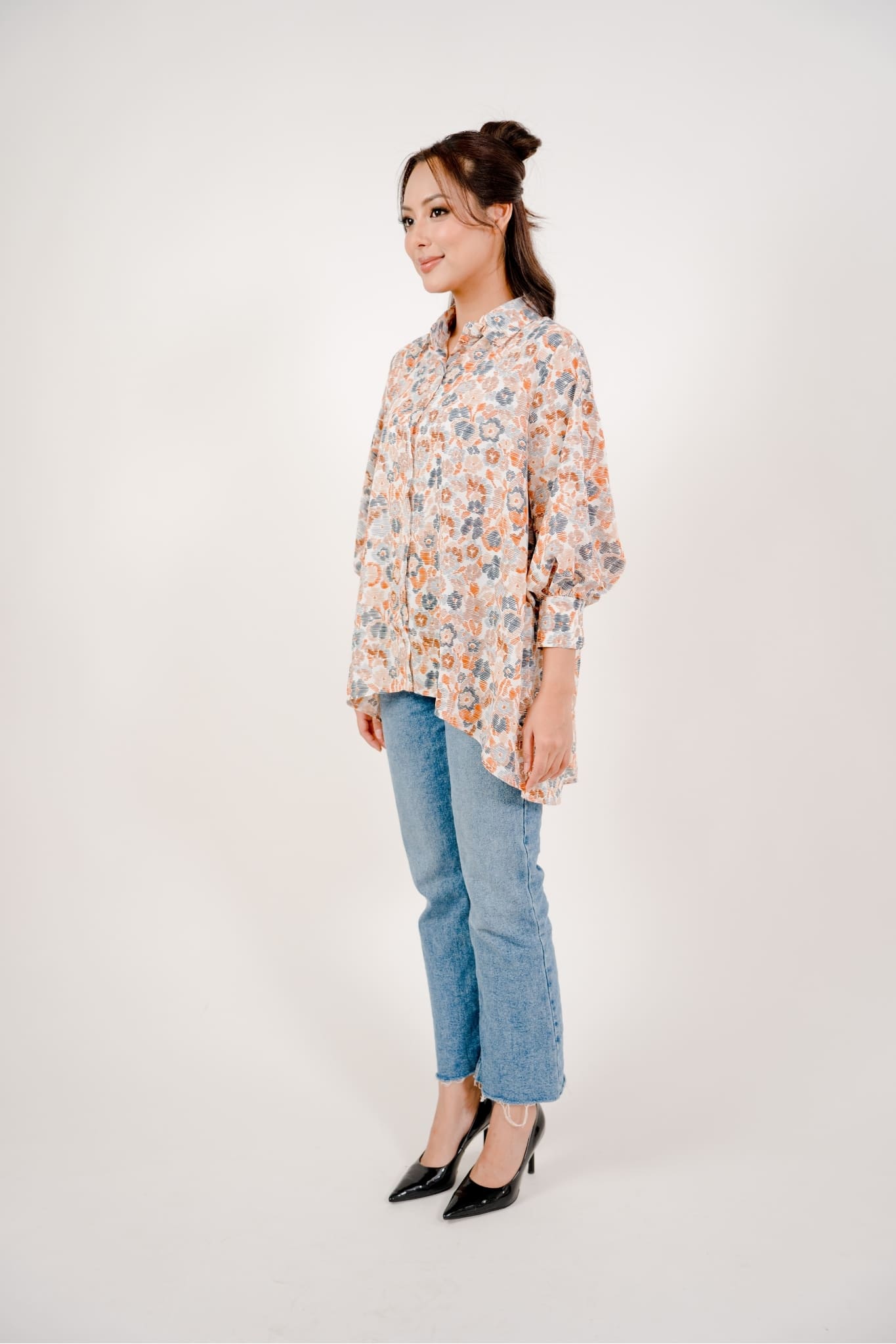 Maya Shirt in Brown Ikat Print