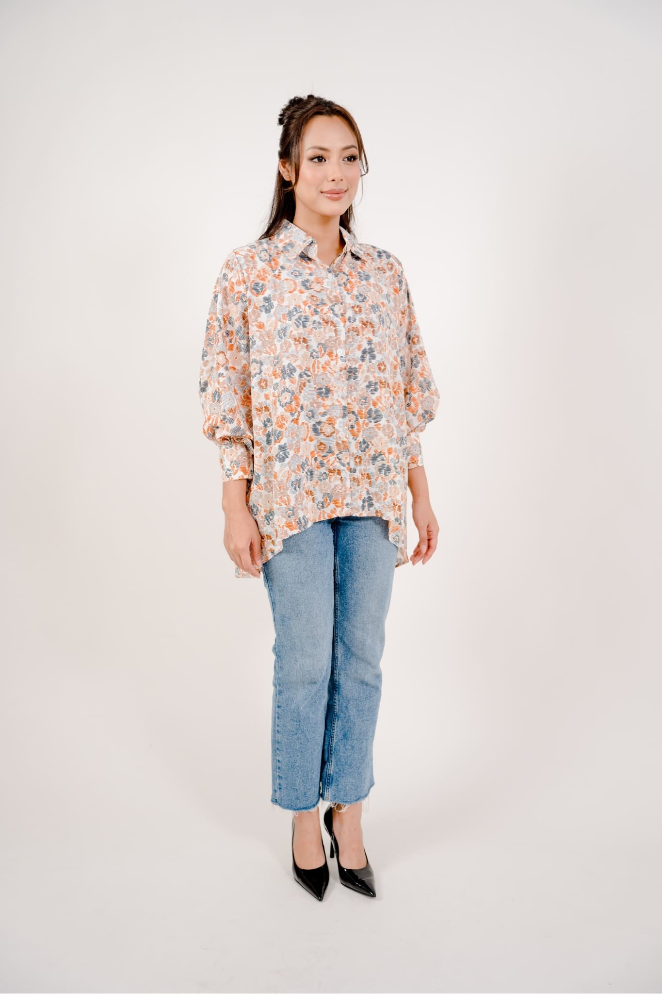 Maya Shirt in Brown Ikat Print