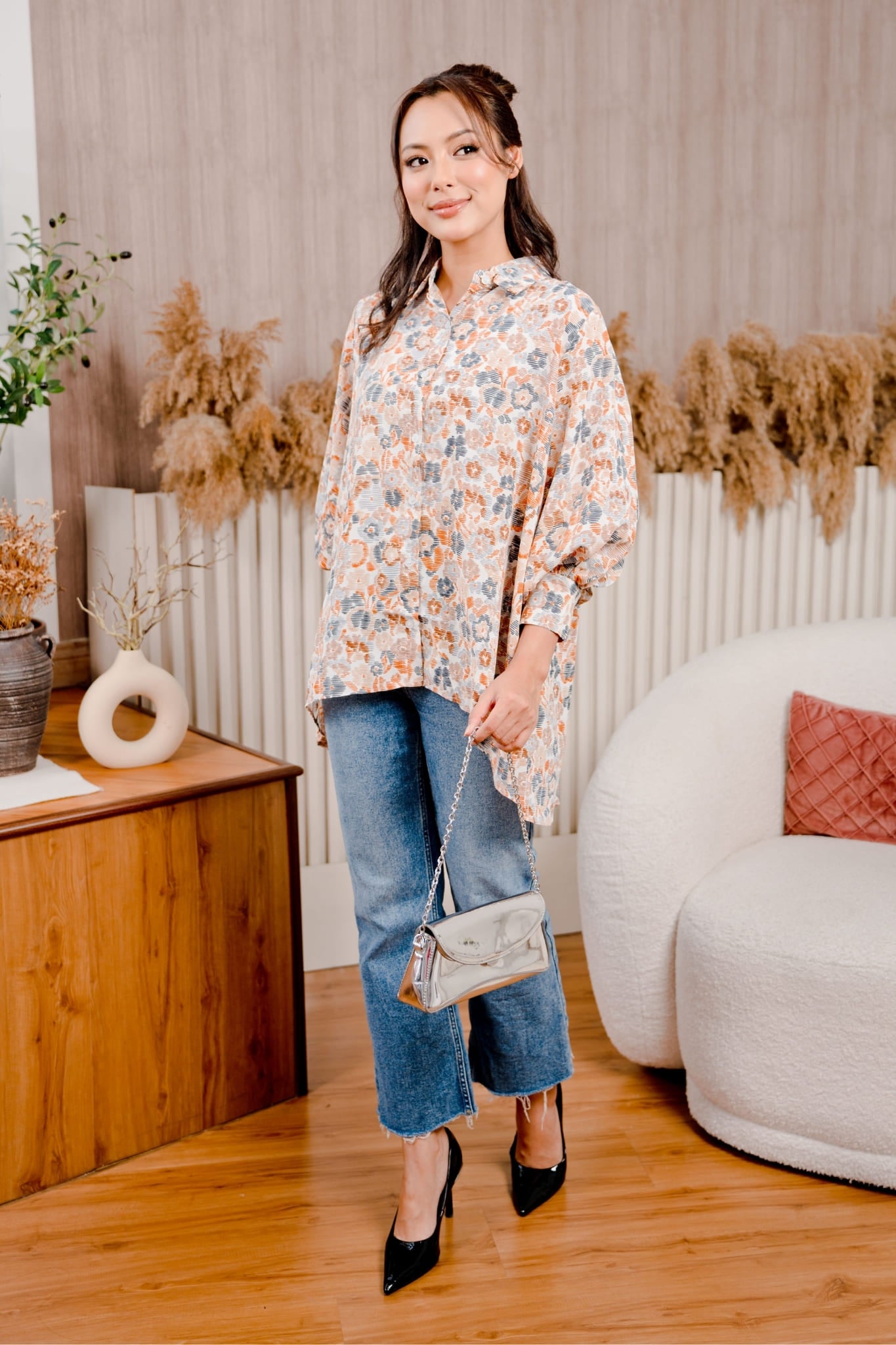 Maya Shirt in Brown Ikat Print