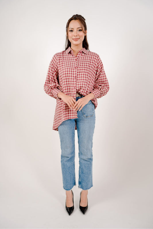 Maya Shirt in Maroon Plaid