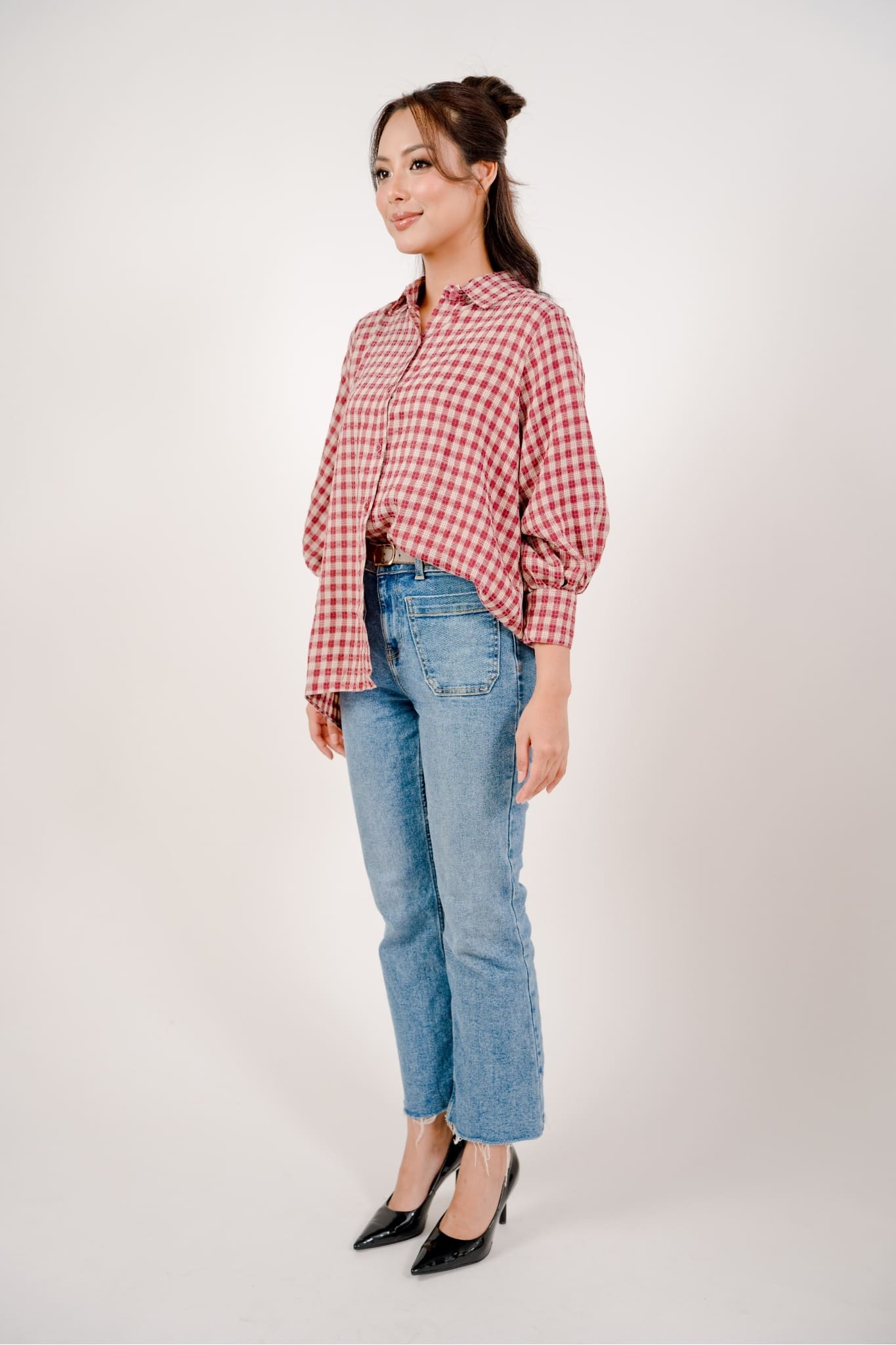 Maya Shirt in Maroon Plaid
