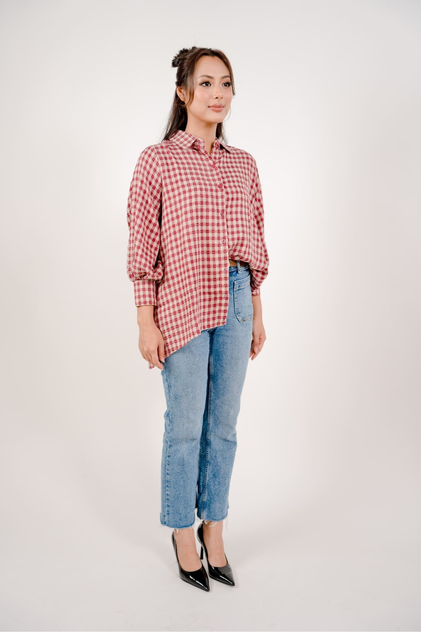 Maya Shirt in Maroon Plaid