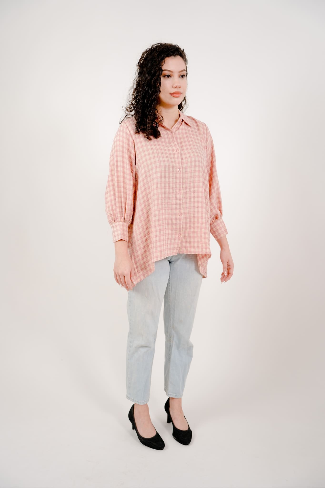 Maya Shirt in Pink and Yellow Plaid
