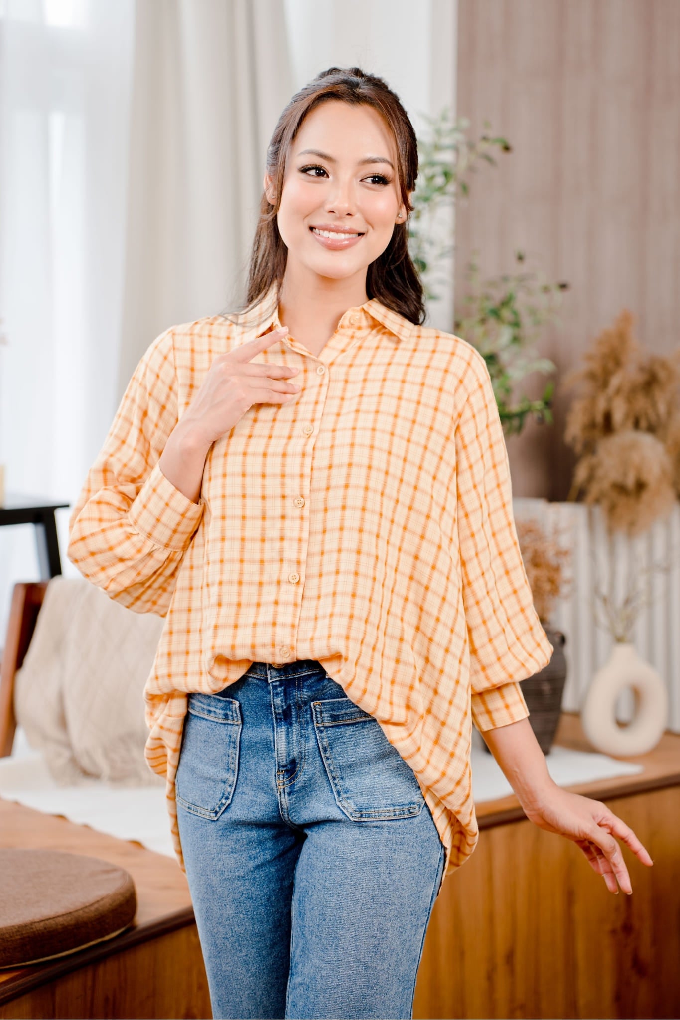 Maya Shirt in Yellow Plaid
