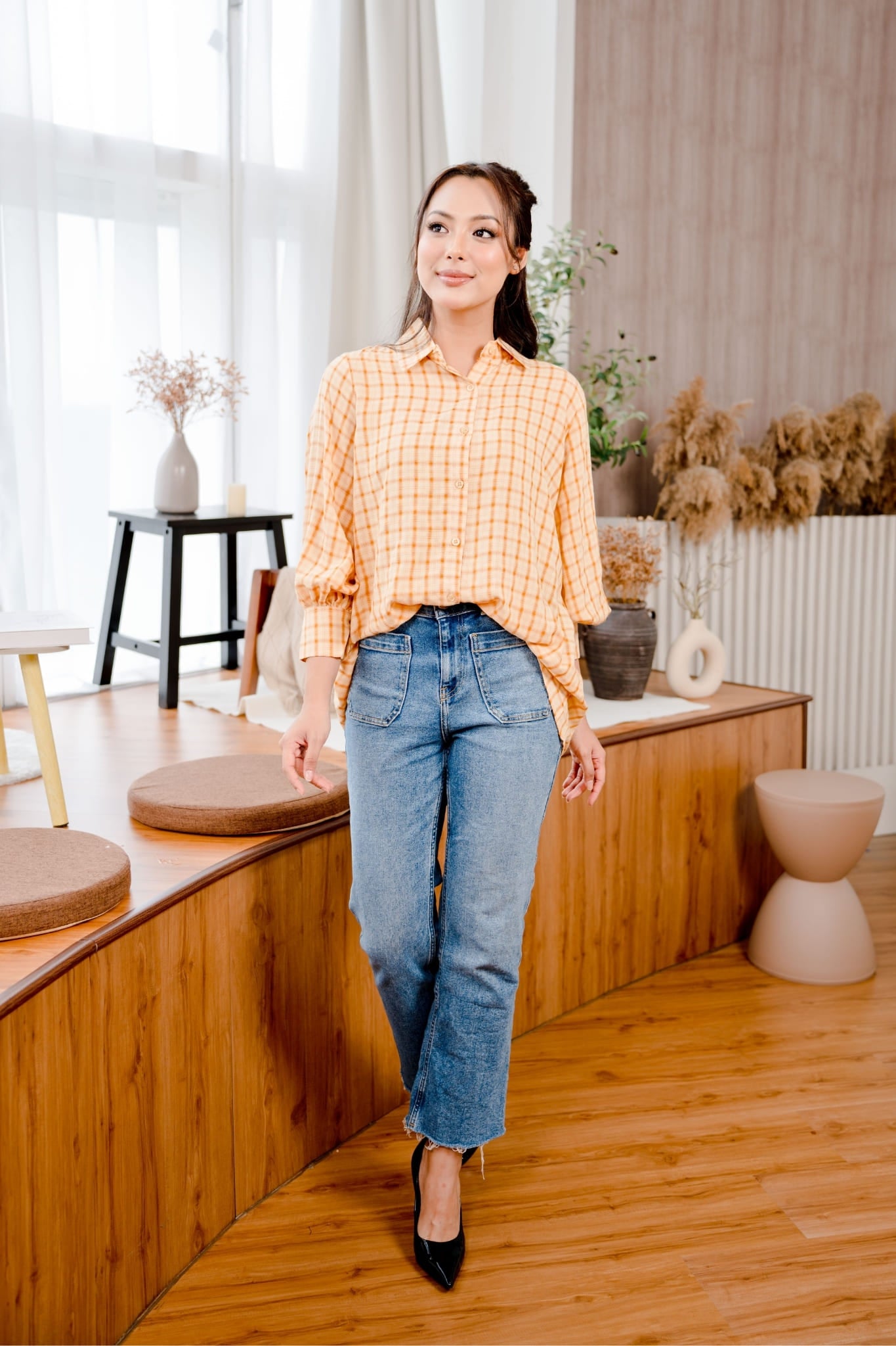 Maya Shirt in Yellow Plaid