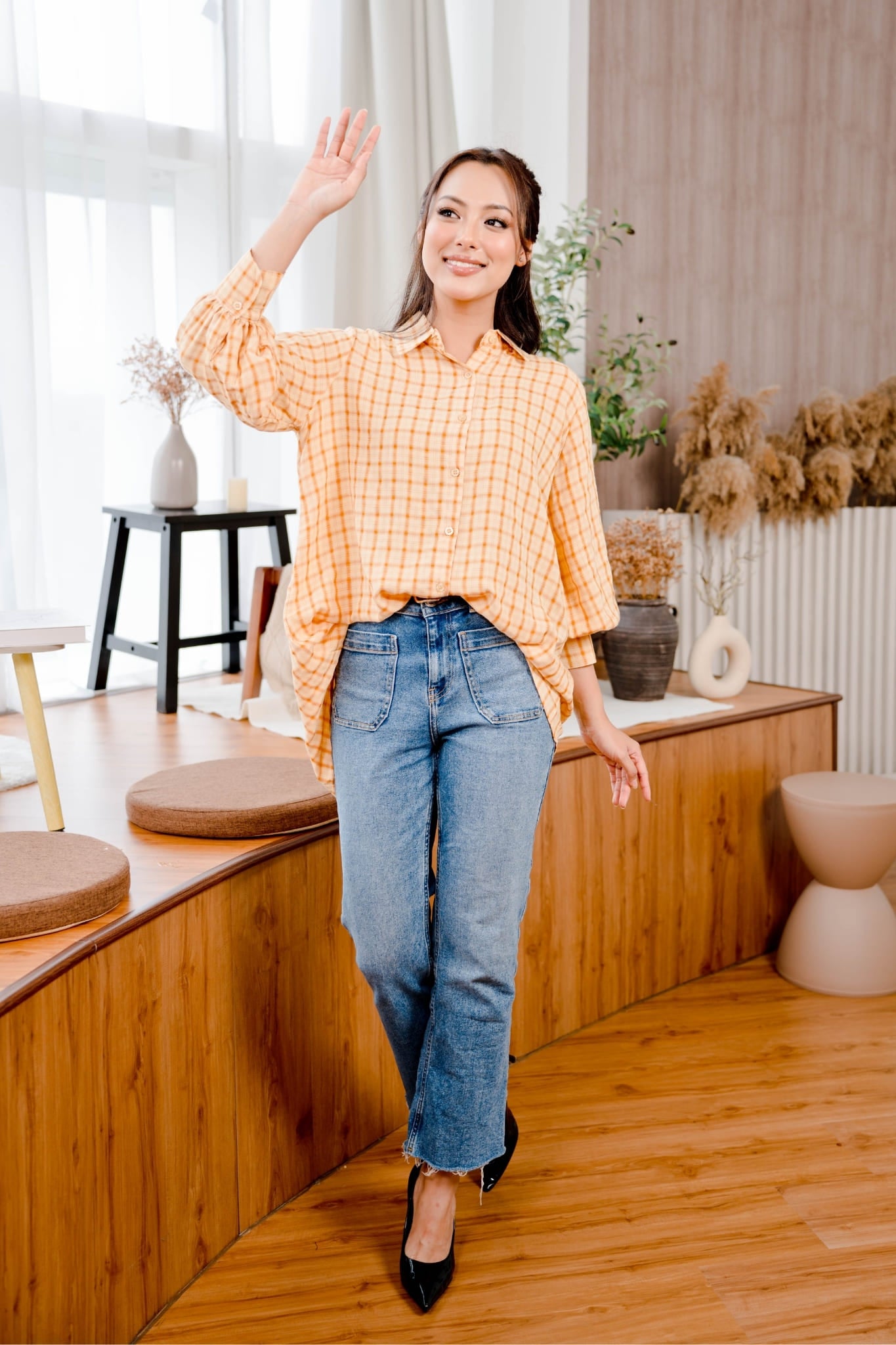 Maya Shirt in Yellow Plaid