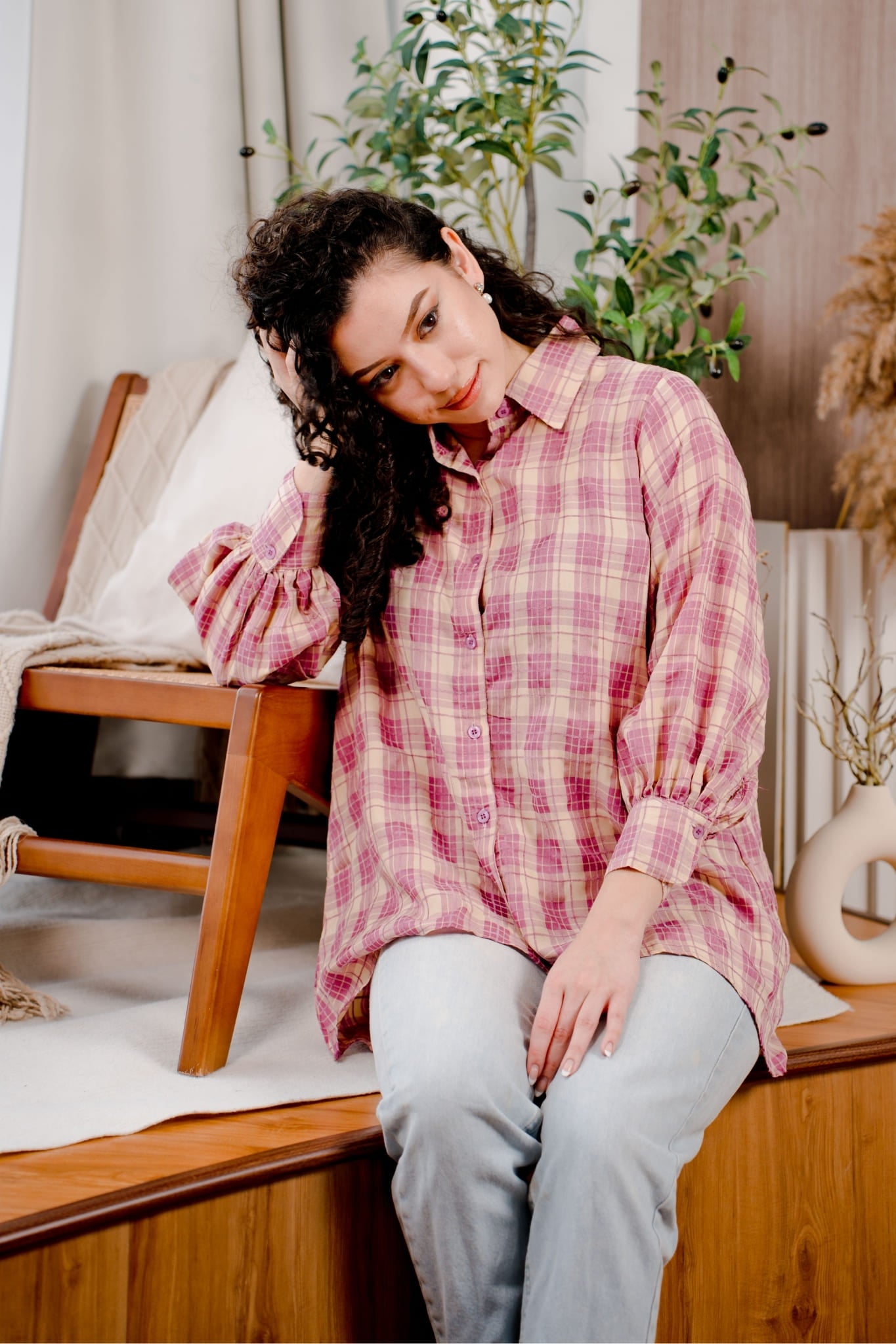 Maya Shirt in Berry Plaid
