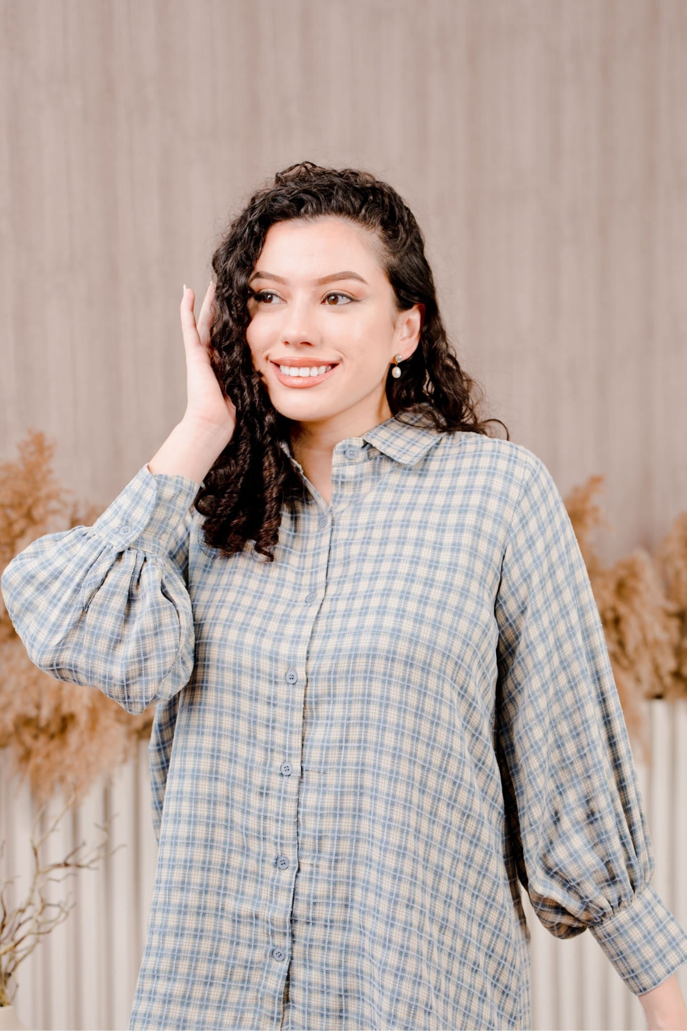 Maya Shirt in Blue Plaid 1 (Small Plaid)