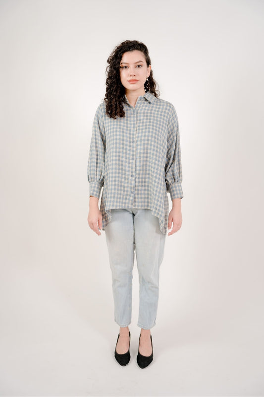 Maya Shirt in Blue Plaid 1 (Small Plaid)
