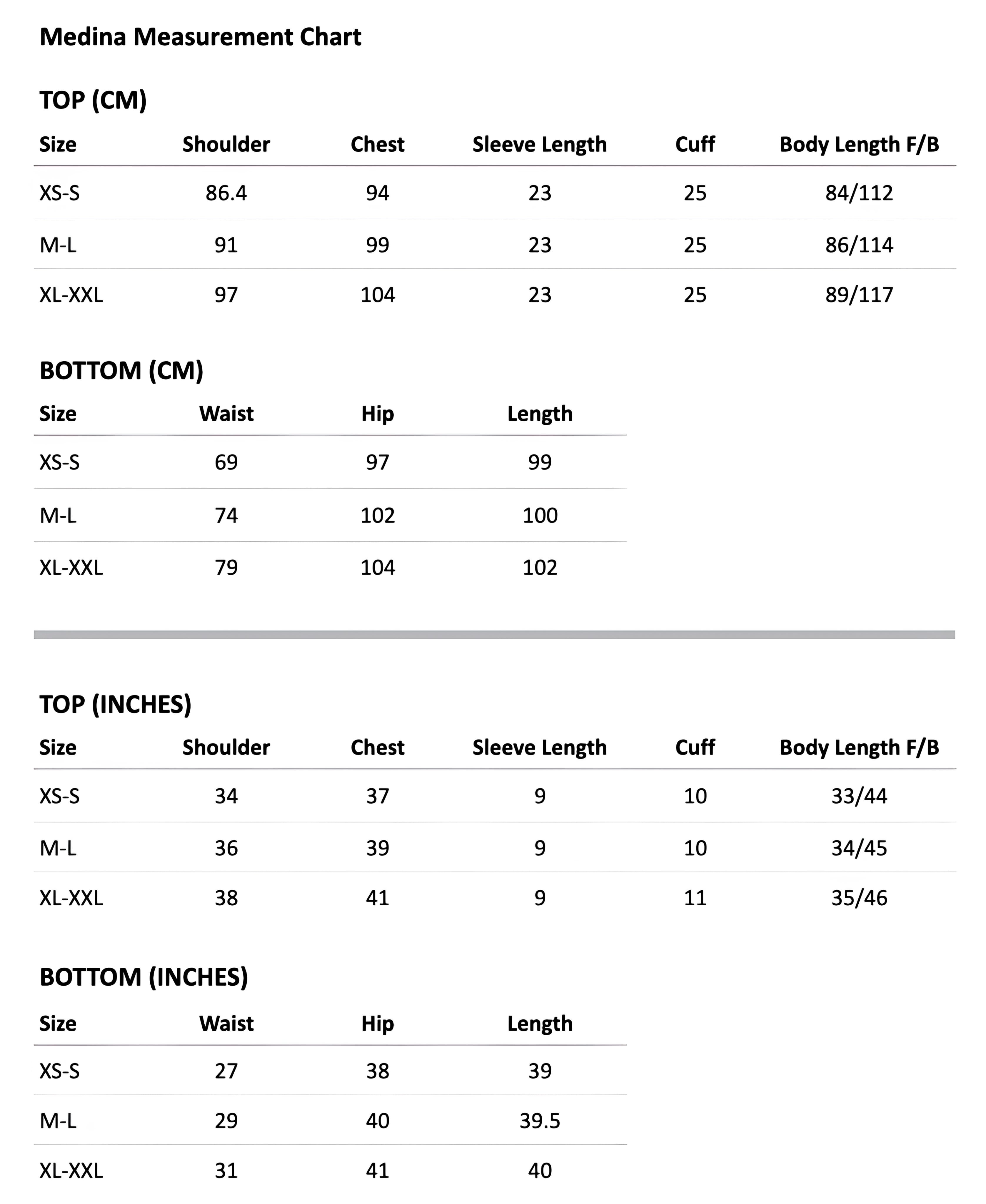 Size guide