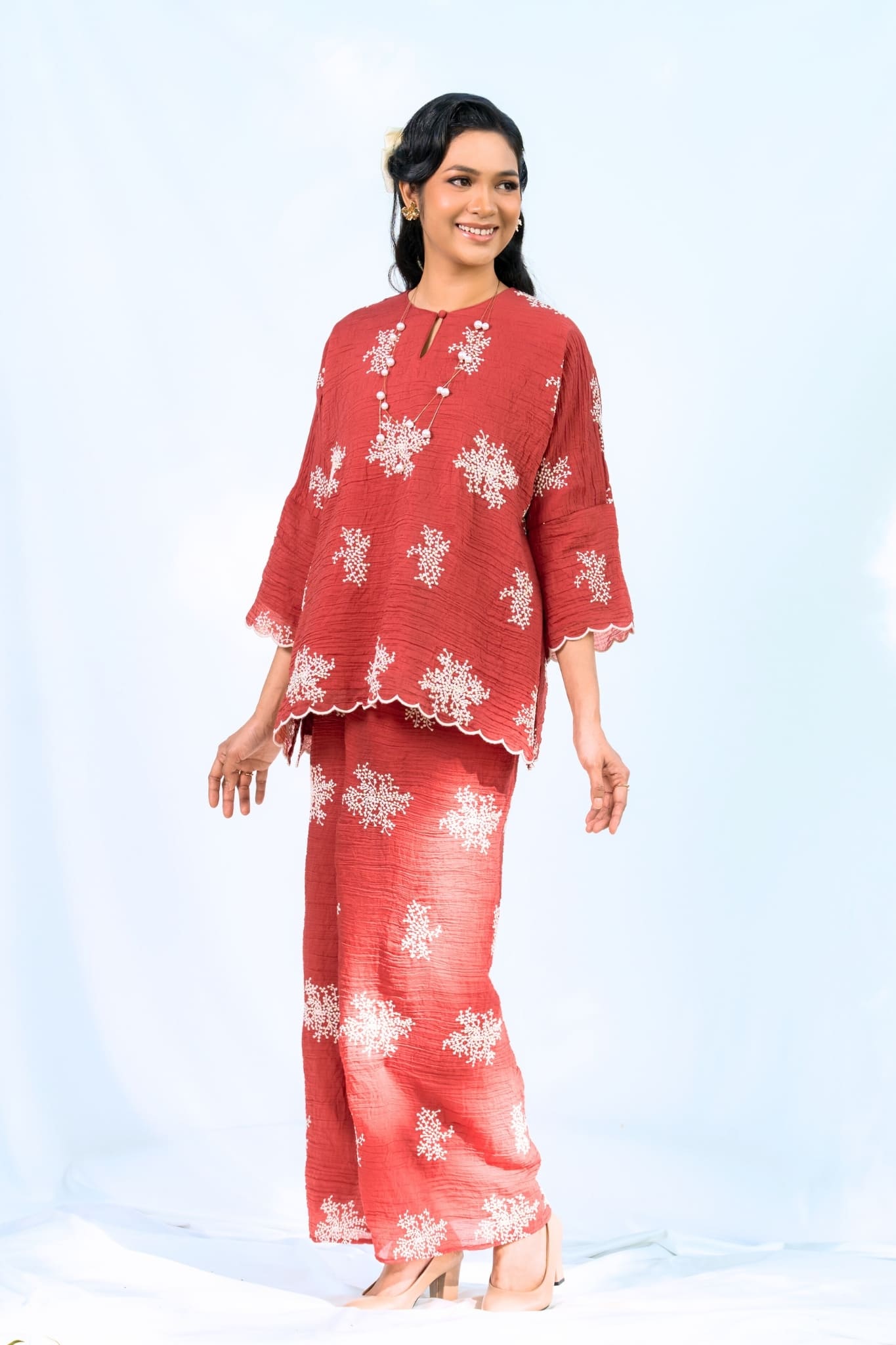 Kurung Kedah Suri Seirama in Terracotta
