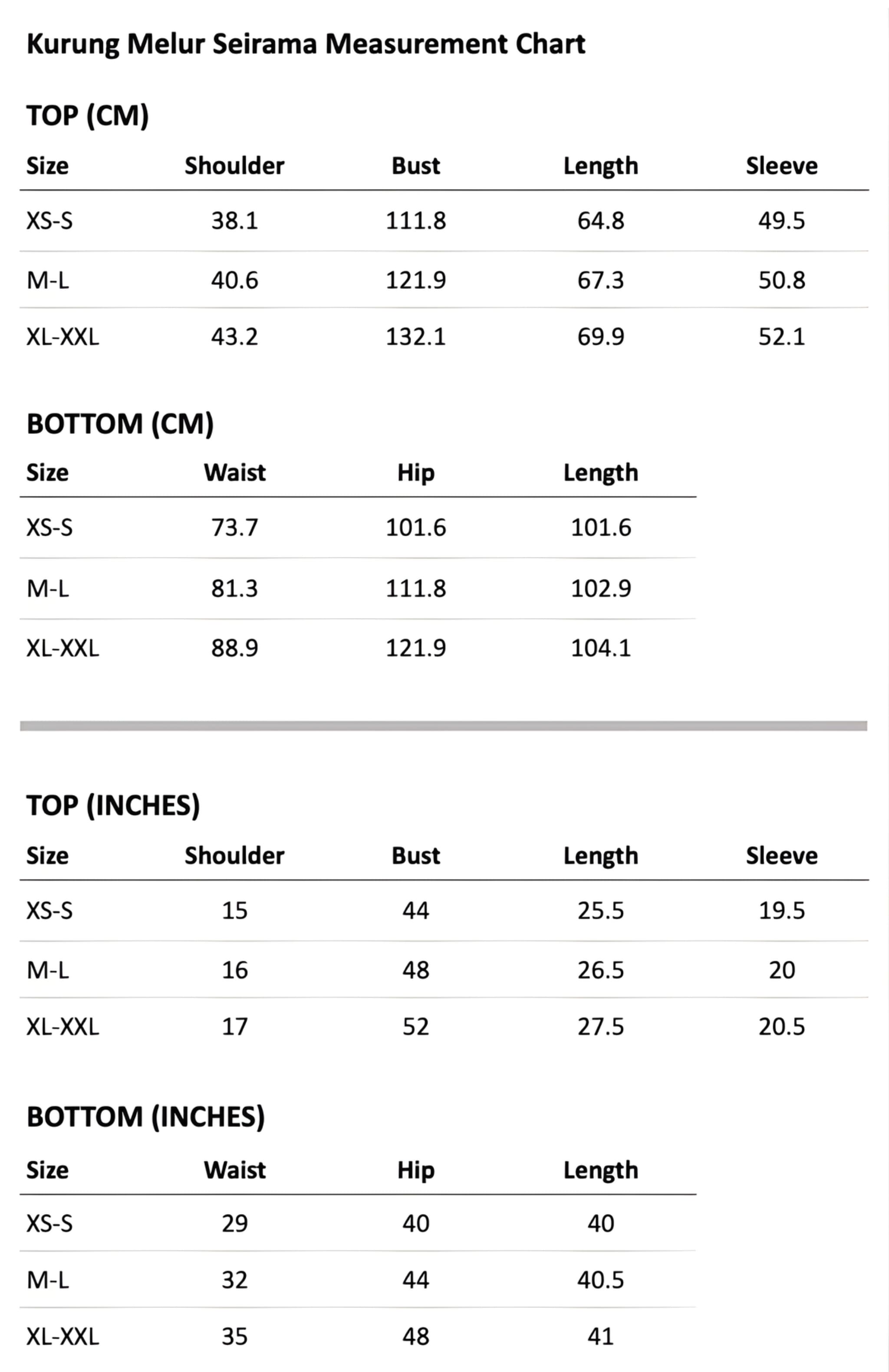 Size guide